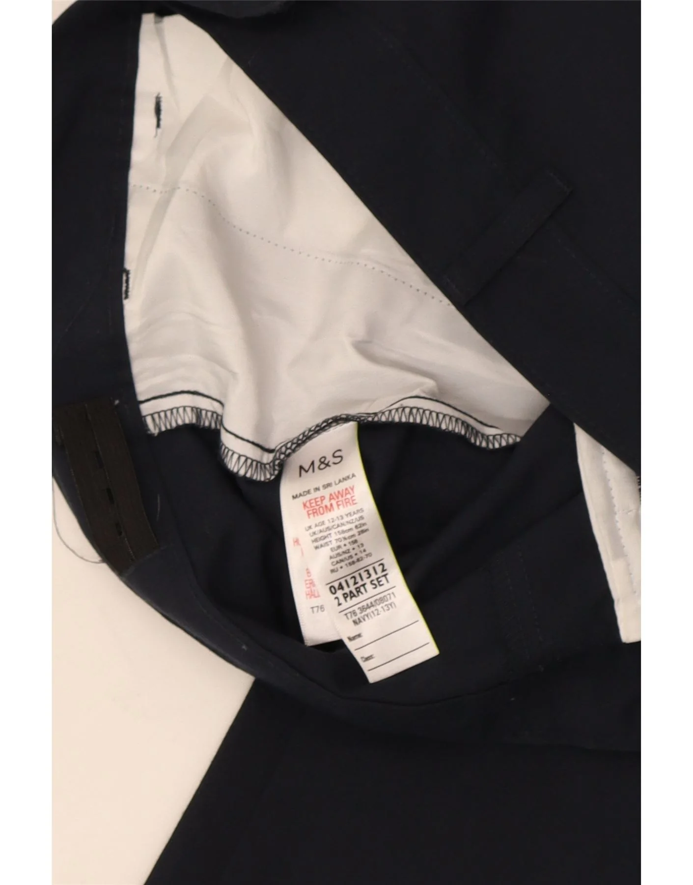 Marks & Spencer Boys Slim Chino Trousers 12-13 Years W29 L27 Navy Blue - Image 4