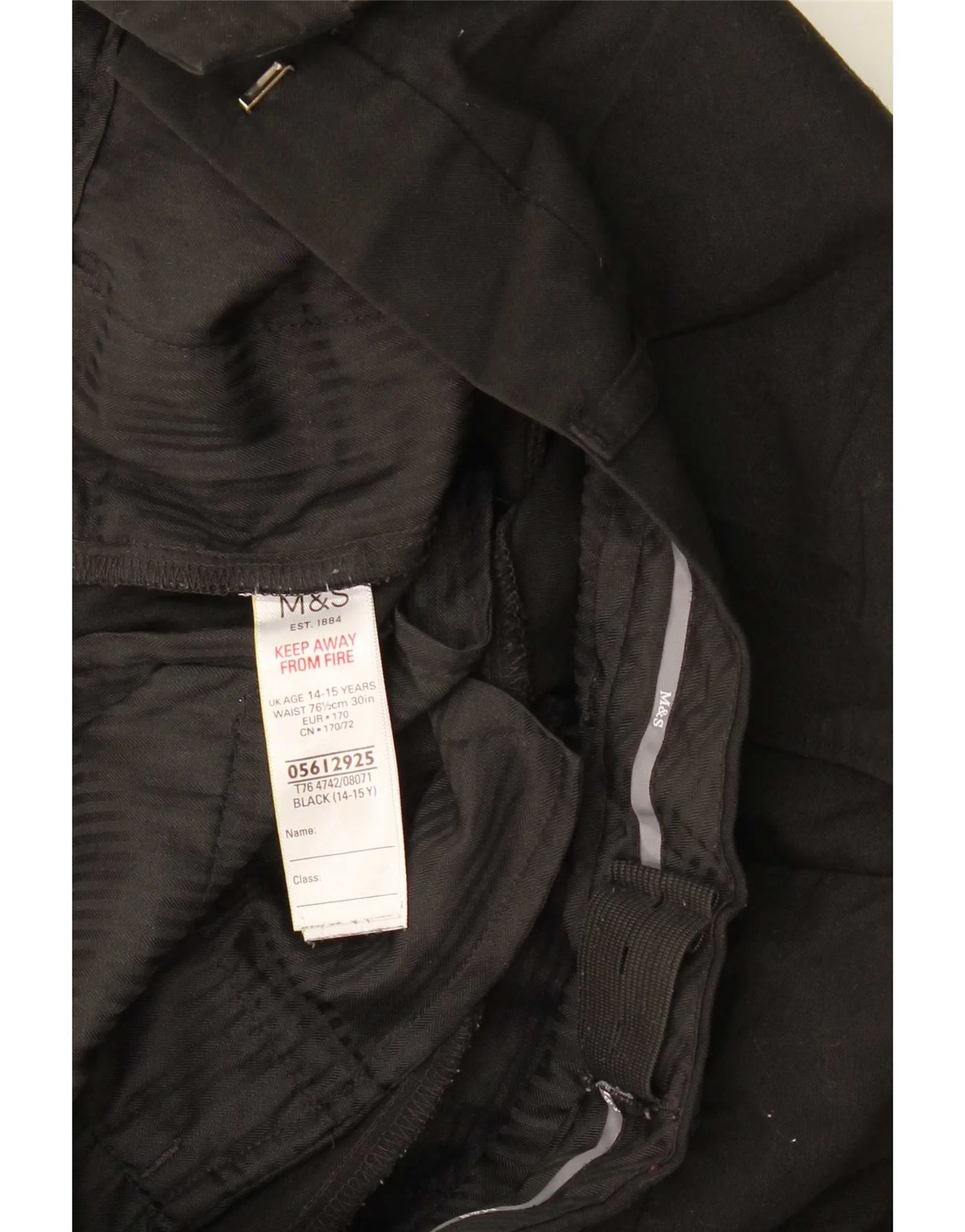 Marks & Spencer Boys Slim Chino Trousers 14-15 Years W32 L29 Black - Image 3