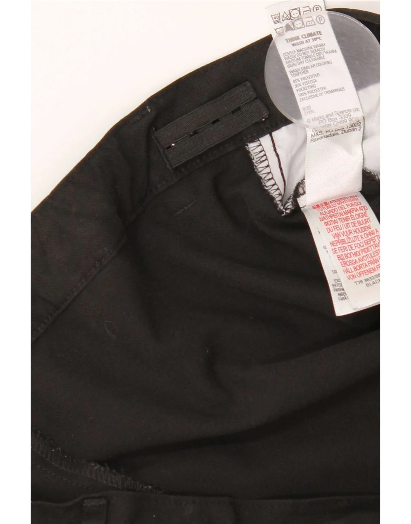 Marks & Spencer Boys Straight Chino Trousers 15-16 Years W32 L28 Black - Image 4
