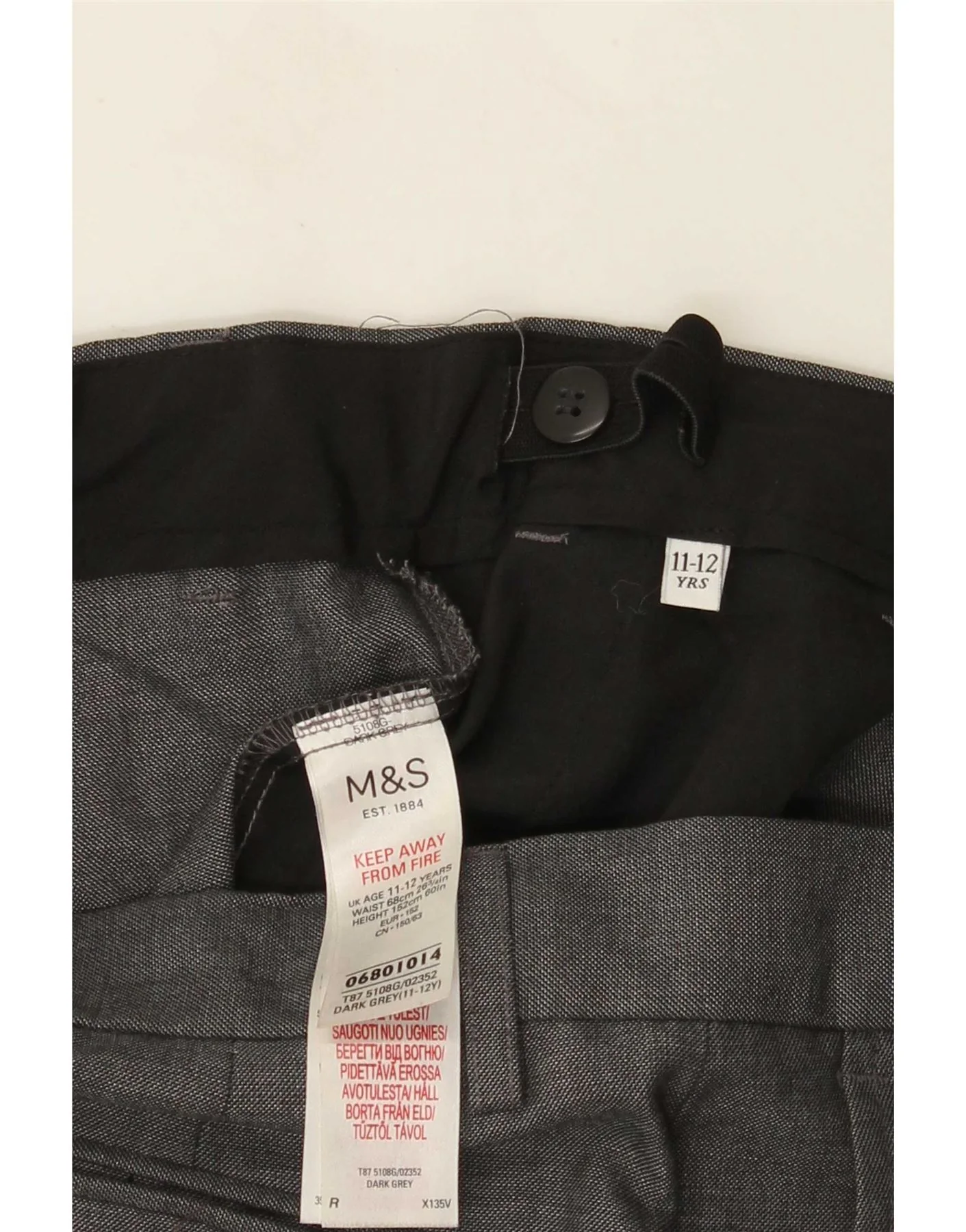 Marks & Spencer Boys Straight Suit Trousers 11-12 Years W28 L26 Grey - Image 4