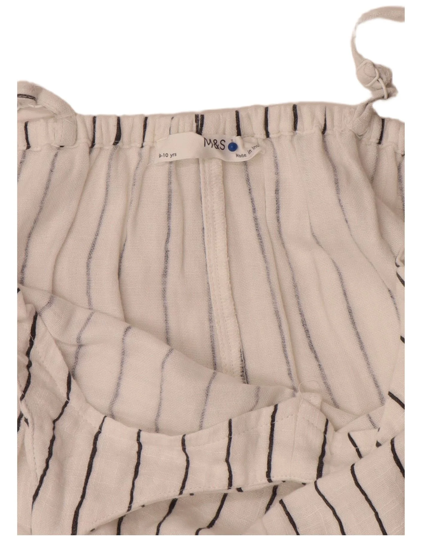 Marks & Spencer Girls Sleeveless Jumpsuit 9-10 Years White Pinstripe Cotton - Image 3