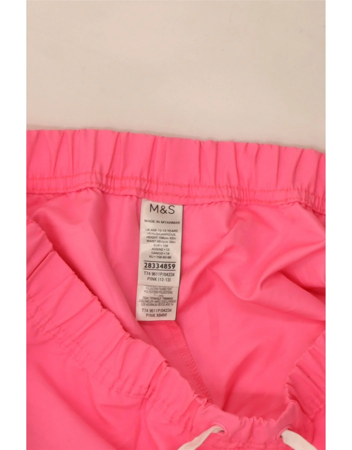 Marks & Spencer Girls Sport Shorts 12-13 Years Pink Polyester - Image 4