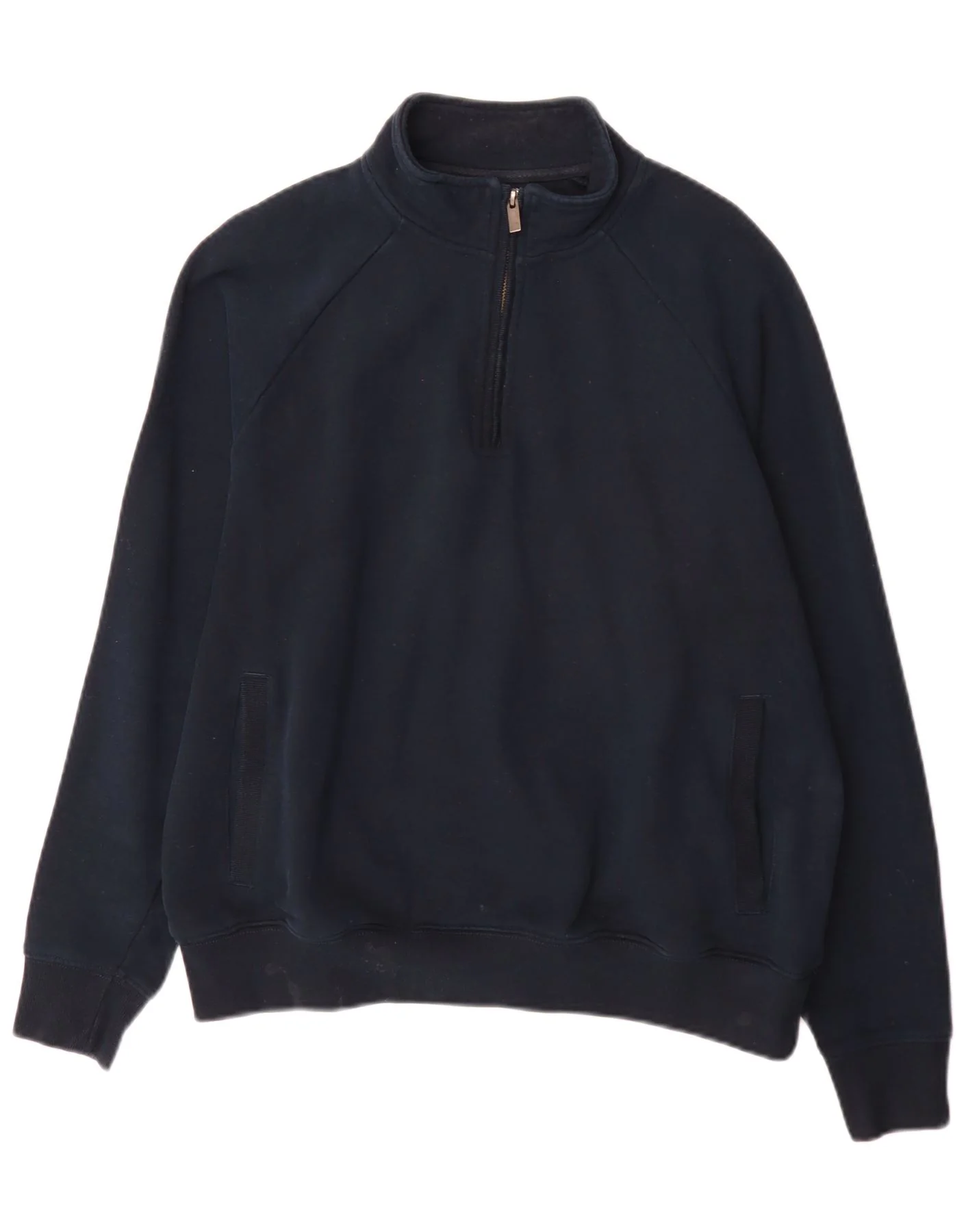 Marks & Spencer Mens 1/4 Zip Regular Fit Sweatshirt Jumper Medium Navy Blue