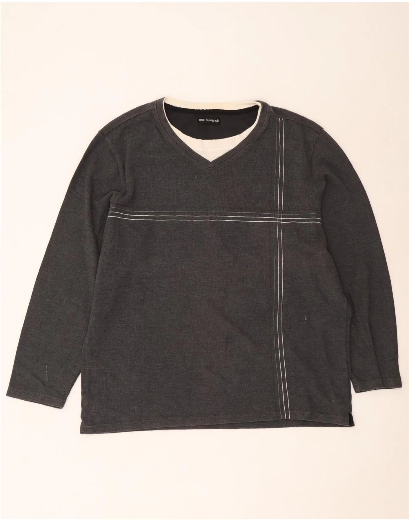 Marks & Spencer Mens Autograph Top Long Sleeve XL Grey Cotton