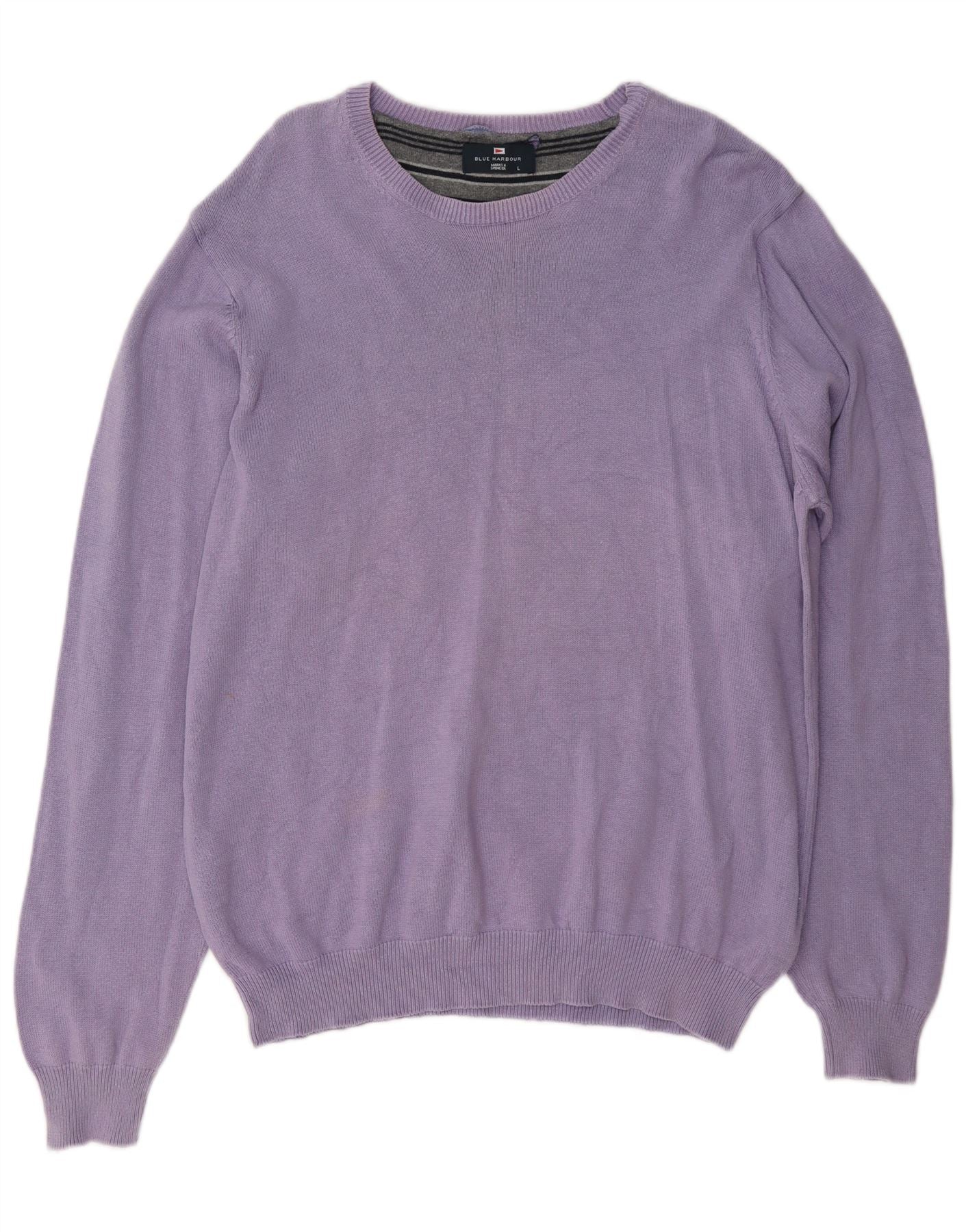 Marks & Spencer Mens Blue Harbour Boat Neck Jumper Sweater Large Purple