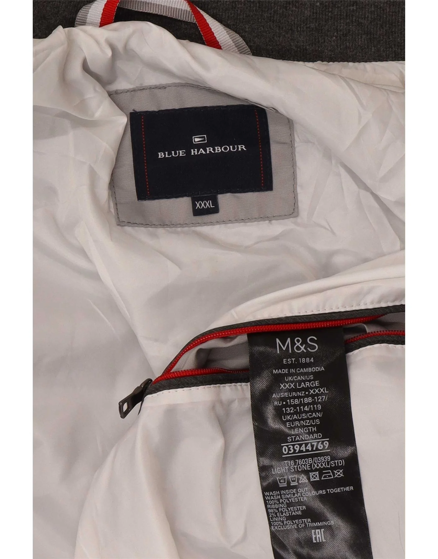Marks & Spencer Mens Blue Harbour Bomber Jacket 3XL Grey Polyester - Image 6