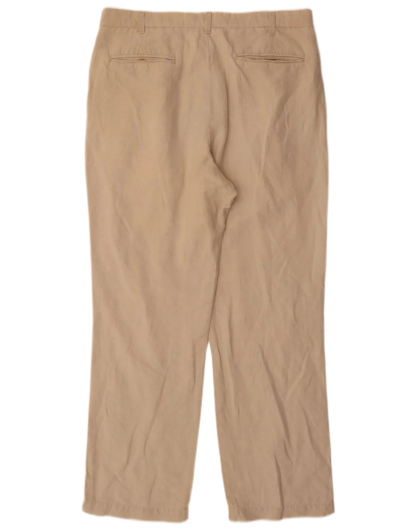 Marks & Spencer Mens Blue Harbour Pegged Chino Trousers W36 L31 Beige Linen - Image 2