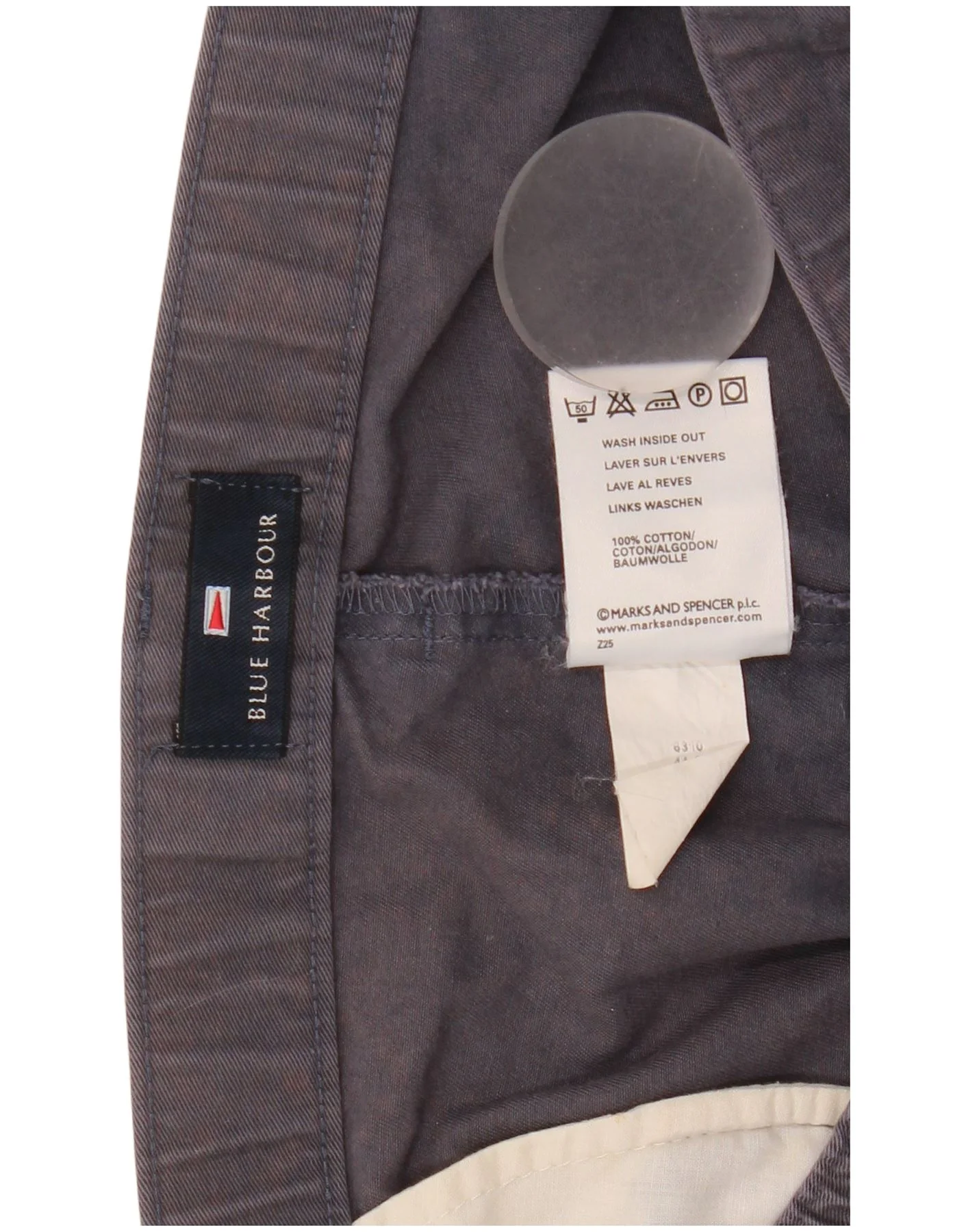Marks & Spencer Mens Blue Harbour Pegged Chino Trousers W44 L29 Navy Cotton - Image 3