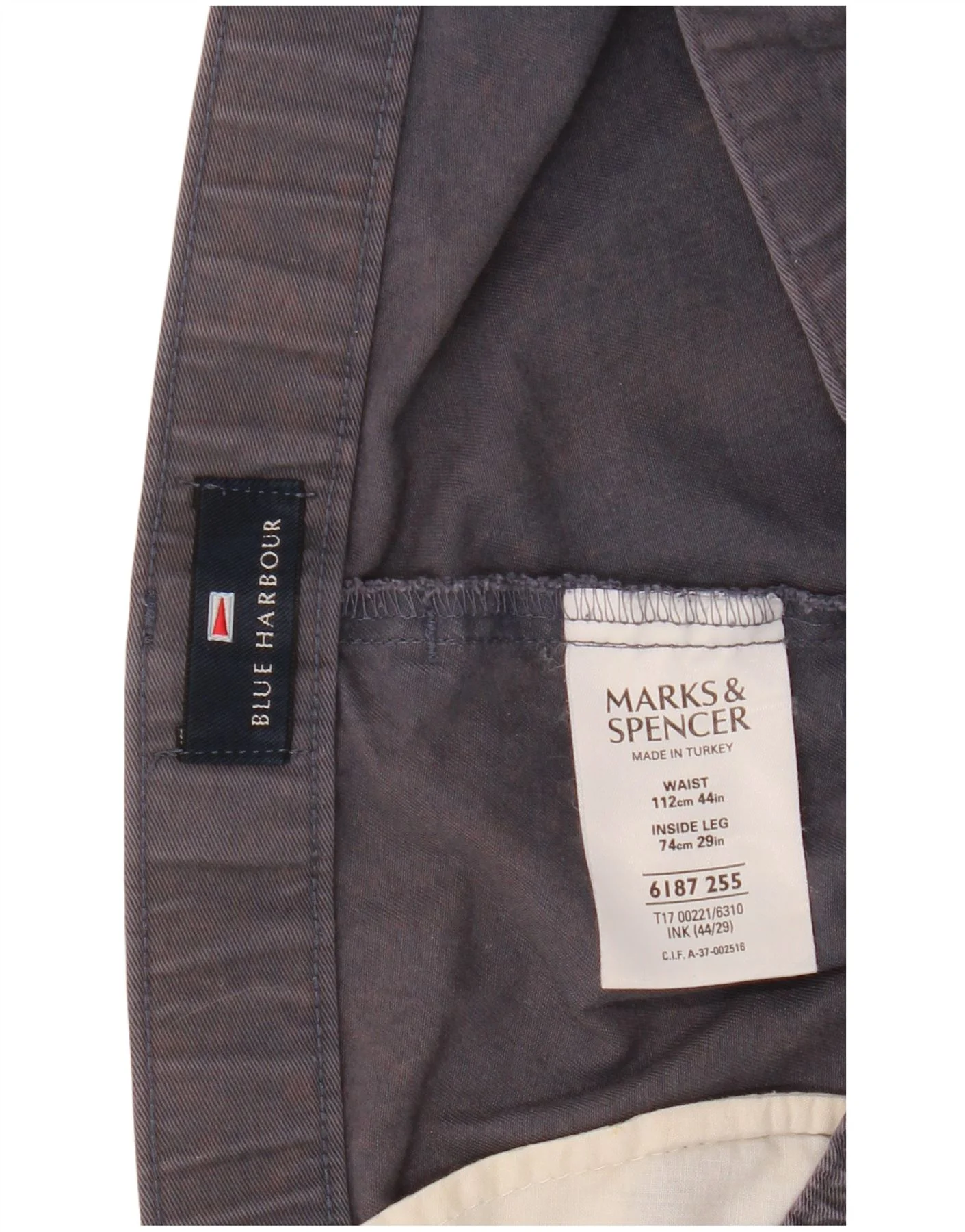 Marks & Spencer Mens Blue Harbour Pegged Chino Trousers W44 L29 Navy Cotton - Image 4
