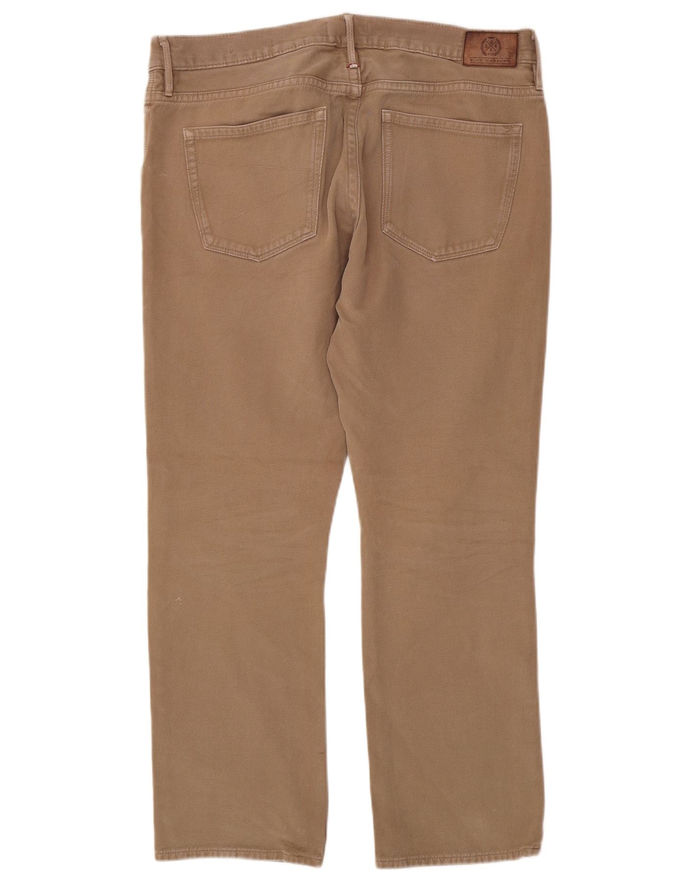 Marks & Spencer Mens Blue Harbour Regular Fit Casual Trousers W36 L31 Beige - Image 2