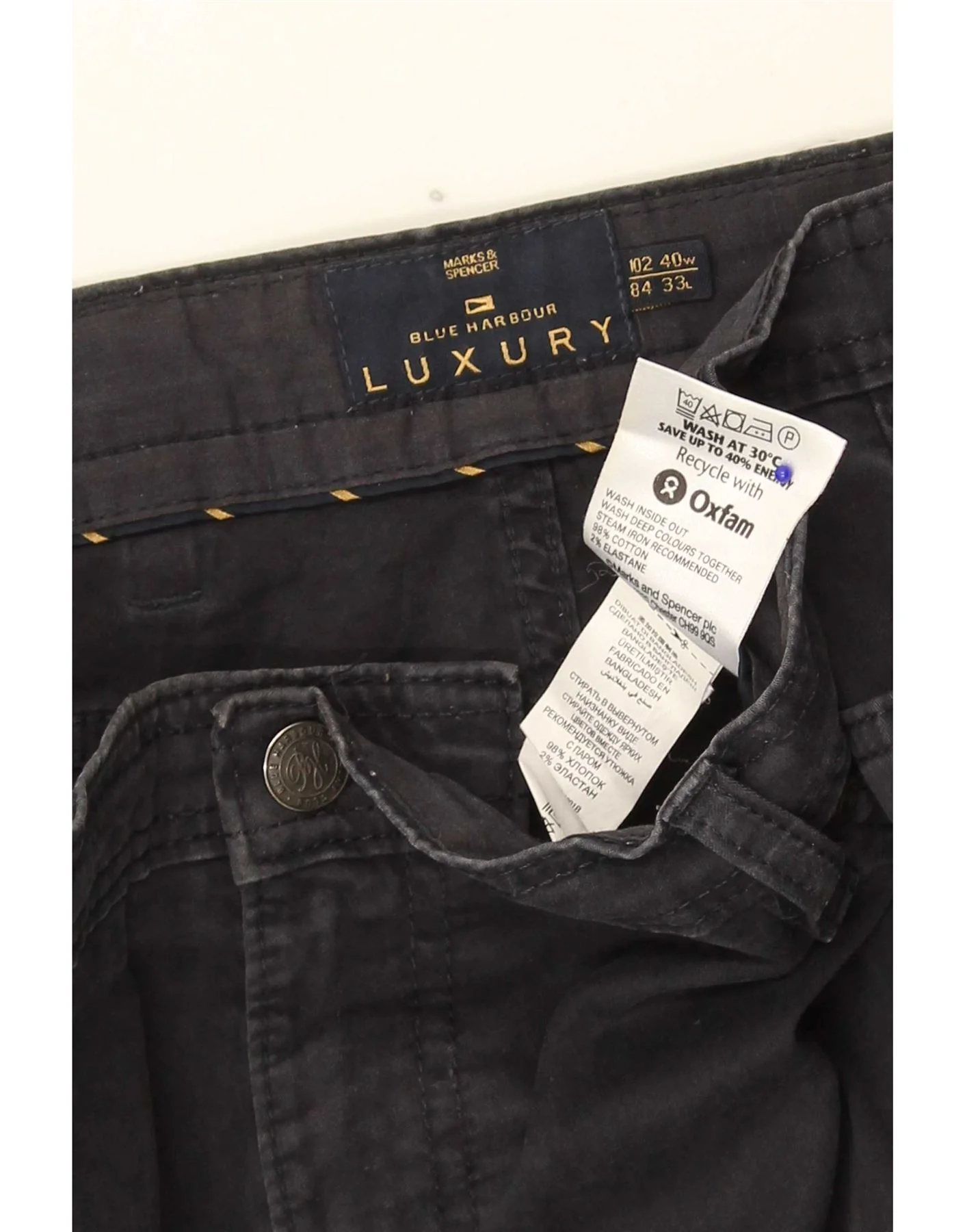 Marks & Spencer Mens Blue Harbour Straight Casual Trousers W40 L33 Navy - Image 6