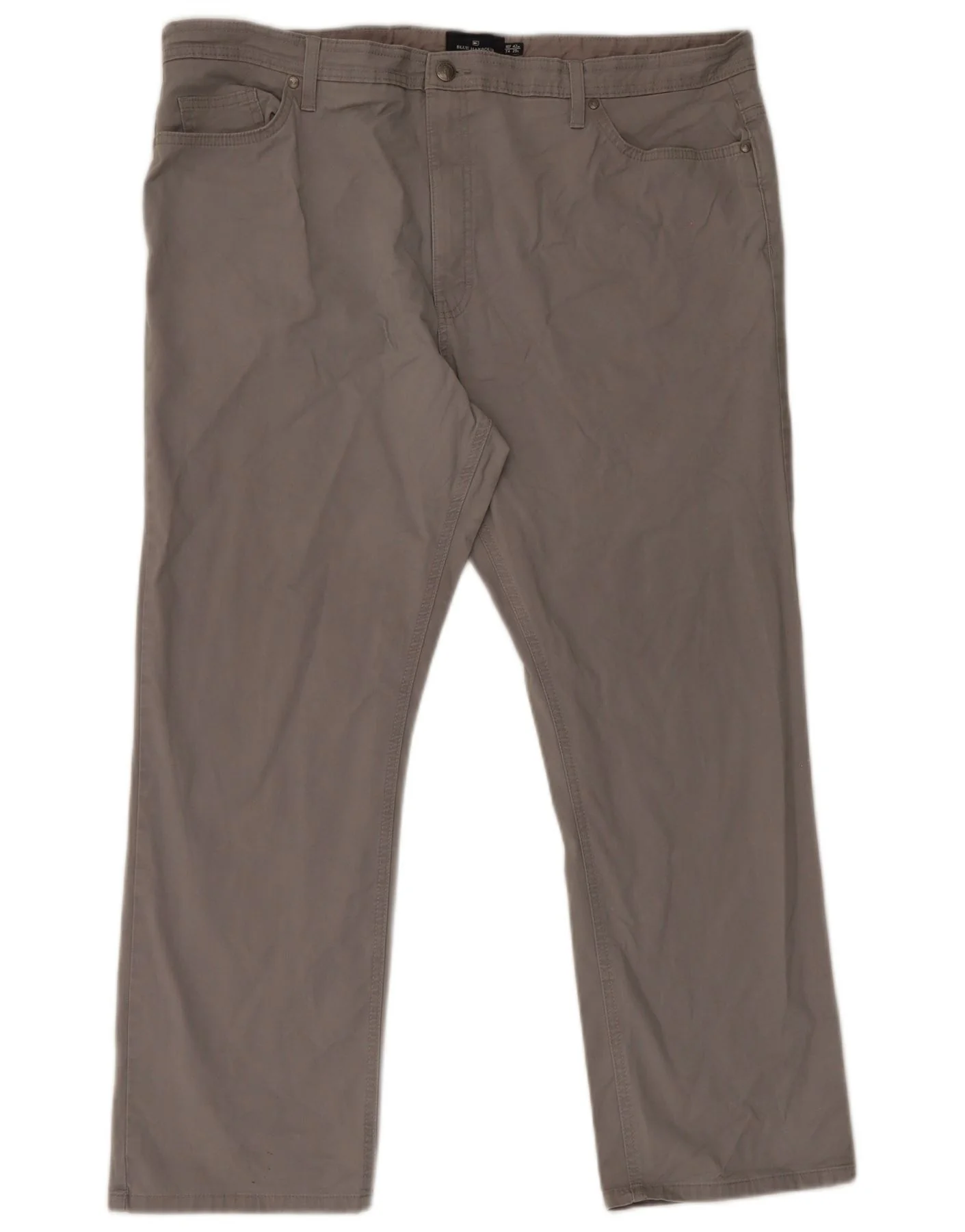 Marks & Spencer Mens Blue Harbour Straight Casual Trousers W42 L29 Grey