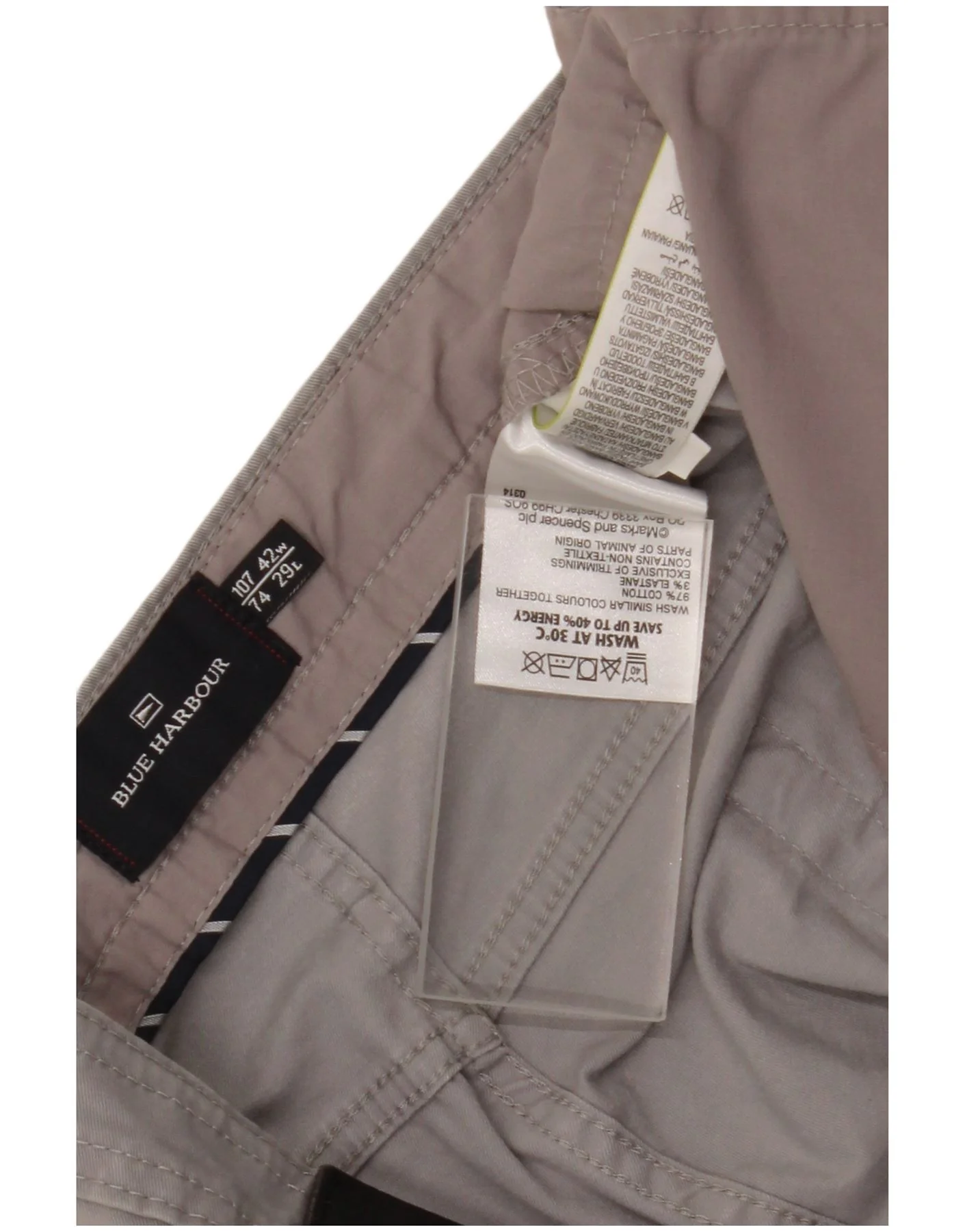 Marks & Spencer Mens Blue Harbour Straight Casual Trousers W42 L29 Grey - Image 4