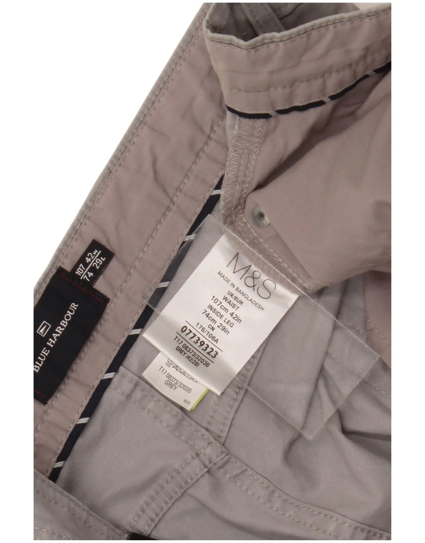 Marks & Spencer Mens Blue Harbour Straight Casual Trousers W42 L29 Grey - Image 5