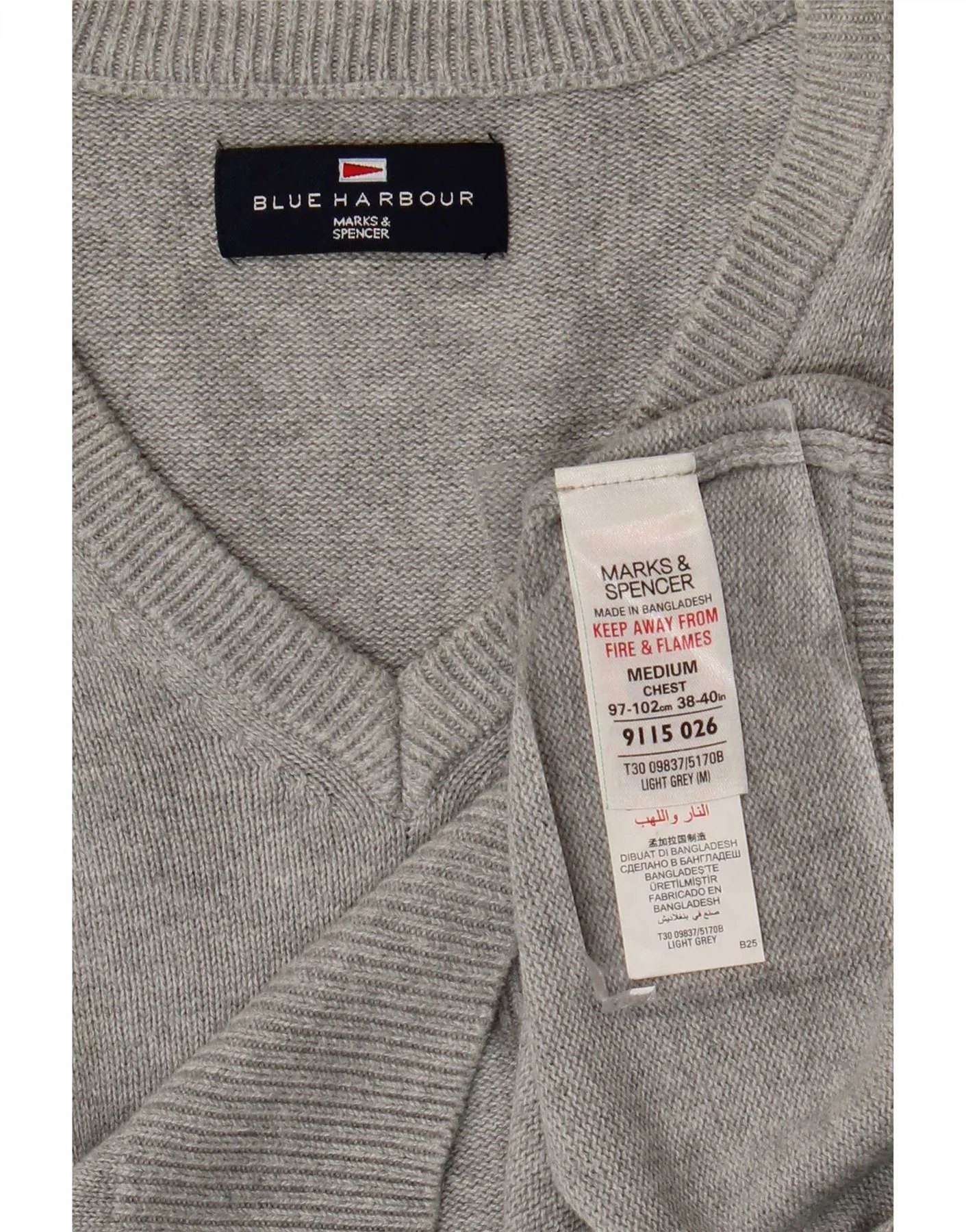 Marks & Spencer Mens Blue Harbour Vest Tank Top Medium Grey Cotton - Image 3