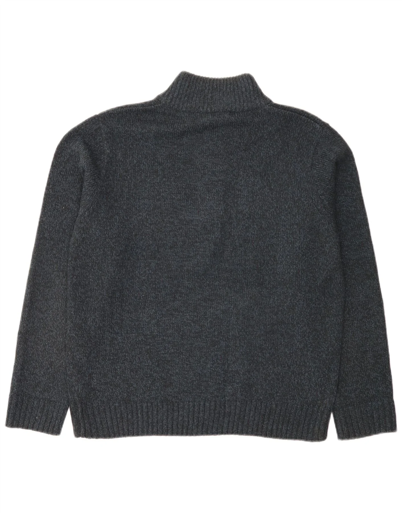 Marks & Spencer Mens Button Neck Jumper Sweater Large Navy Blue Flecked - Image 2