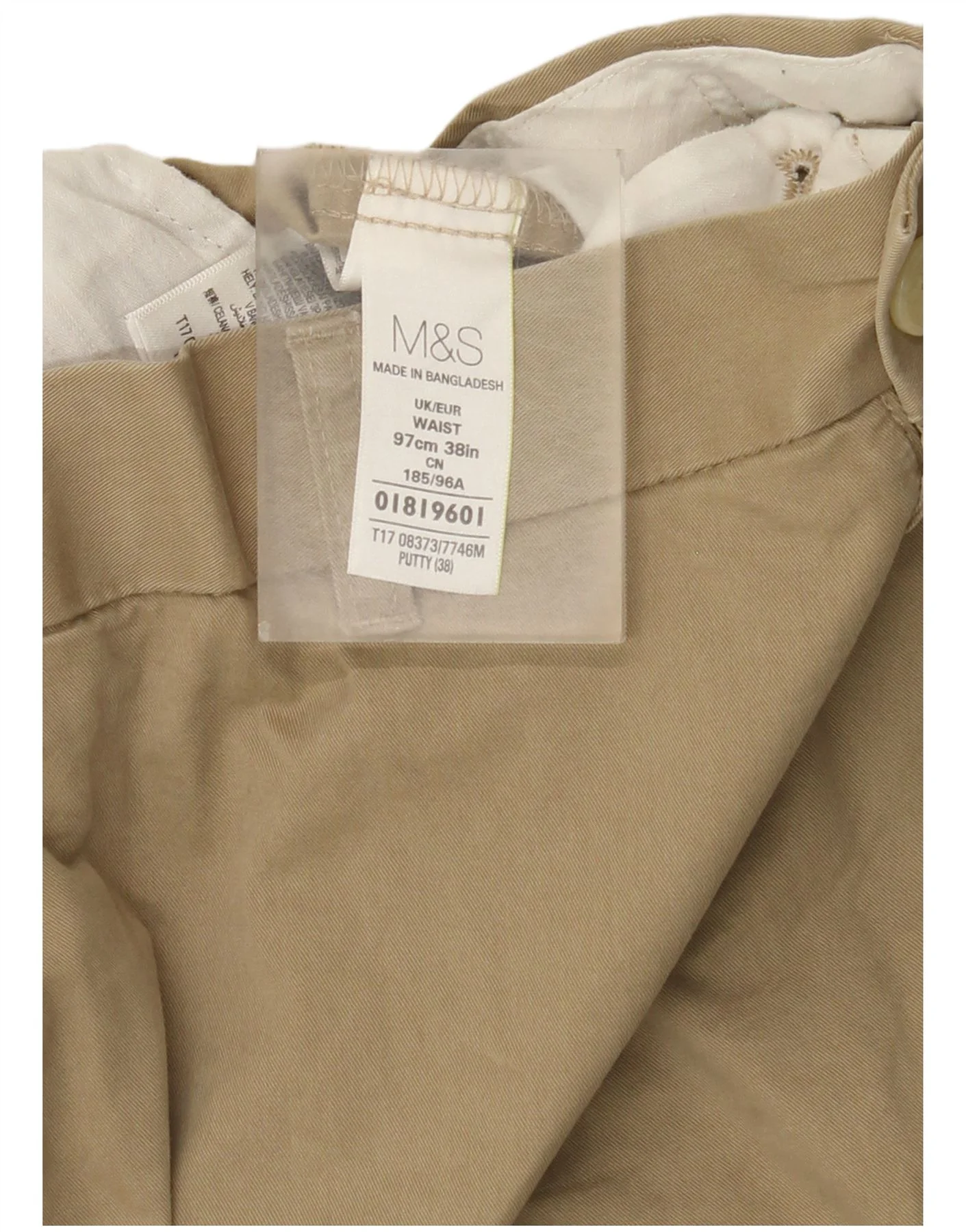 Marks & Spencer Mens Chino Shorts W38 XL Beige Cotton - Image 4