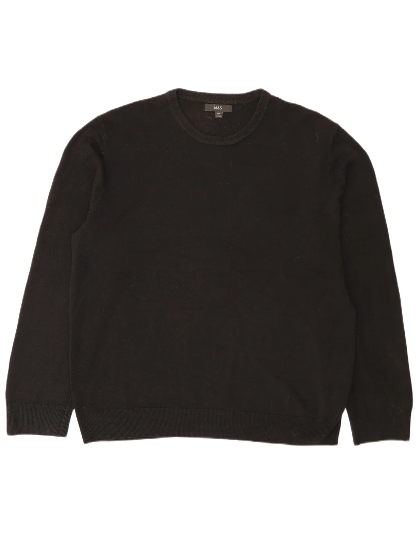 Marks & Spencer Mens Crew Neck Jumper Sweater 2XL Black Acrylic