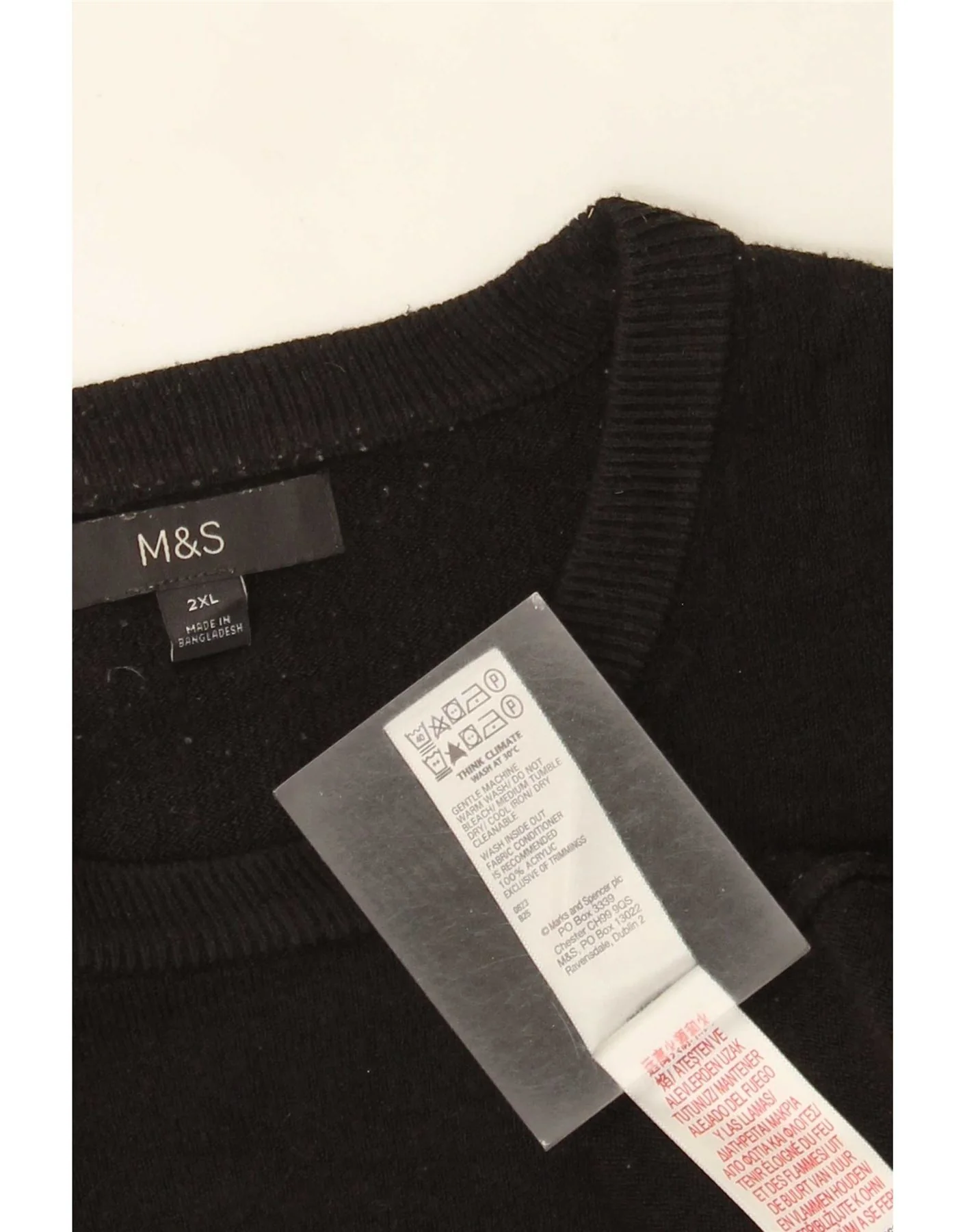 Marks & Spencer Mens Crew Neck Jumper Sweater 2XL Black Acrylic - Image 4