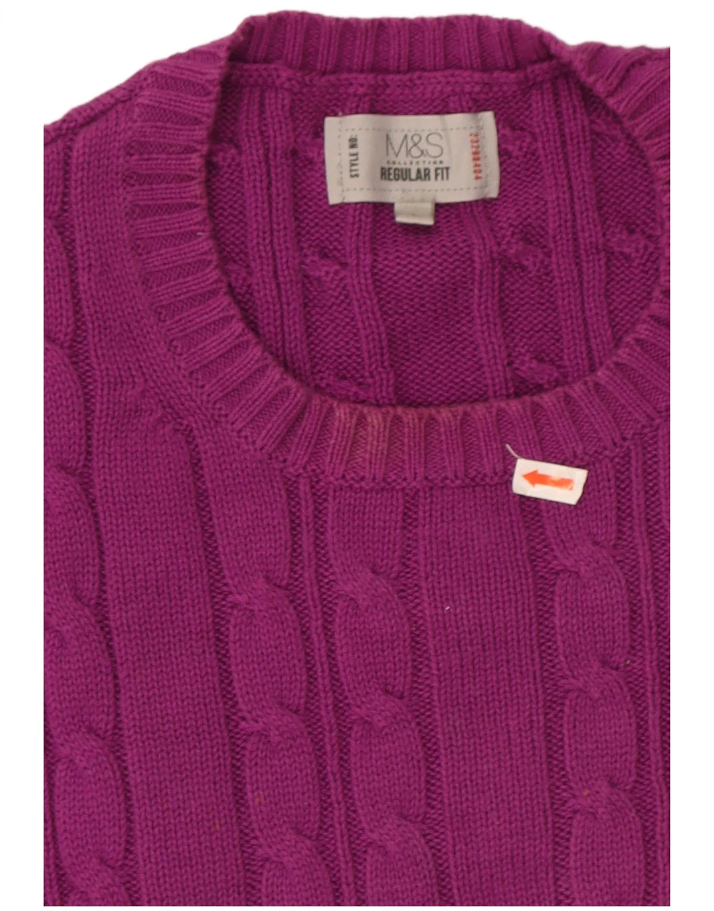 Marks & Spencer Mens Crew Neck Jumper Sweater Large Purple Cotton - Image 5