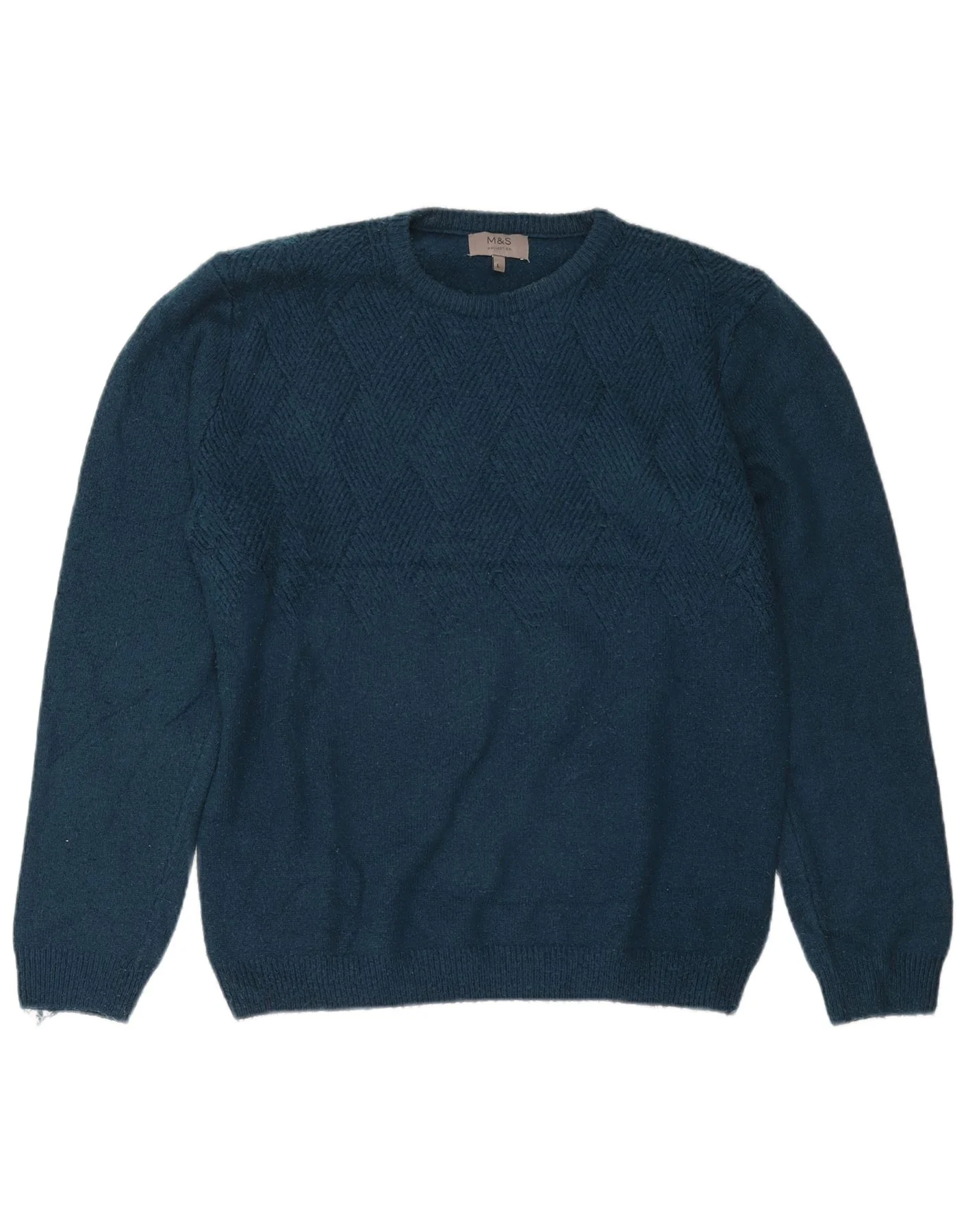 Marks & Spencer Mens Crew Neck Jumper Sweater Large Turquoise Acrylic