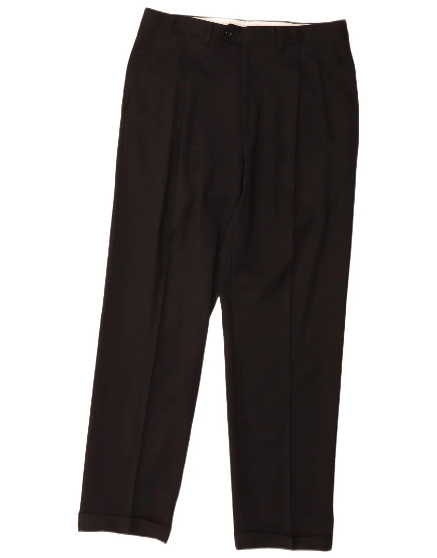 Marks & Spencer Mens Pegged Suit Trousers W34 L31 Black Wool