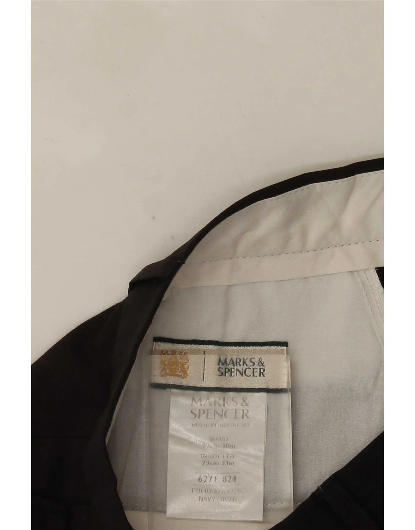 Marks & Spencer Mens Pegged Suit Trousers W38 L31 Navy Blue Polyester - Image 4