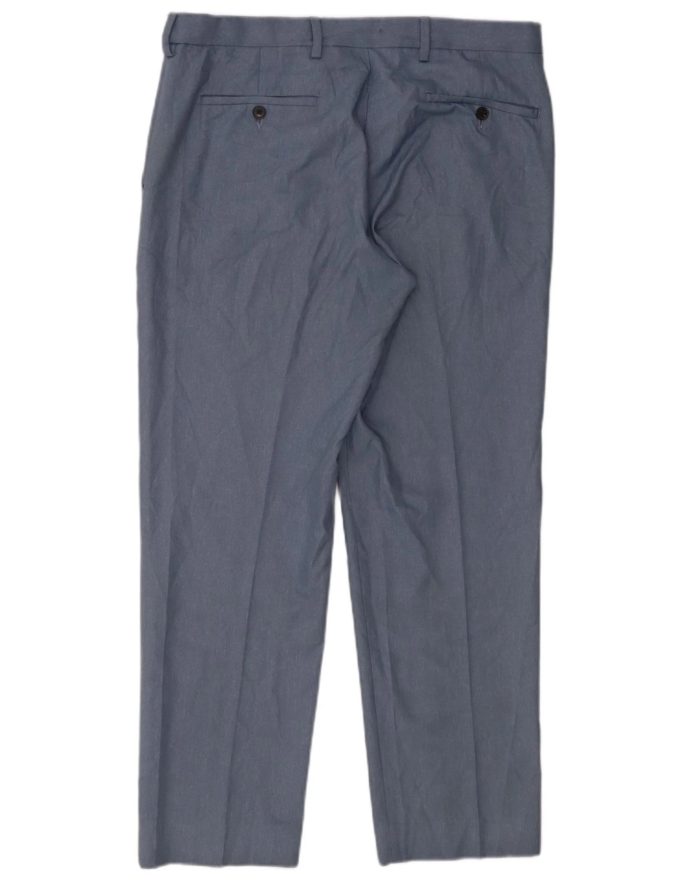 Marks & Spencer Mens Regular Fit Chino Trousers W34 L29 Blue Polyester - Image 2