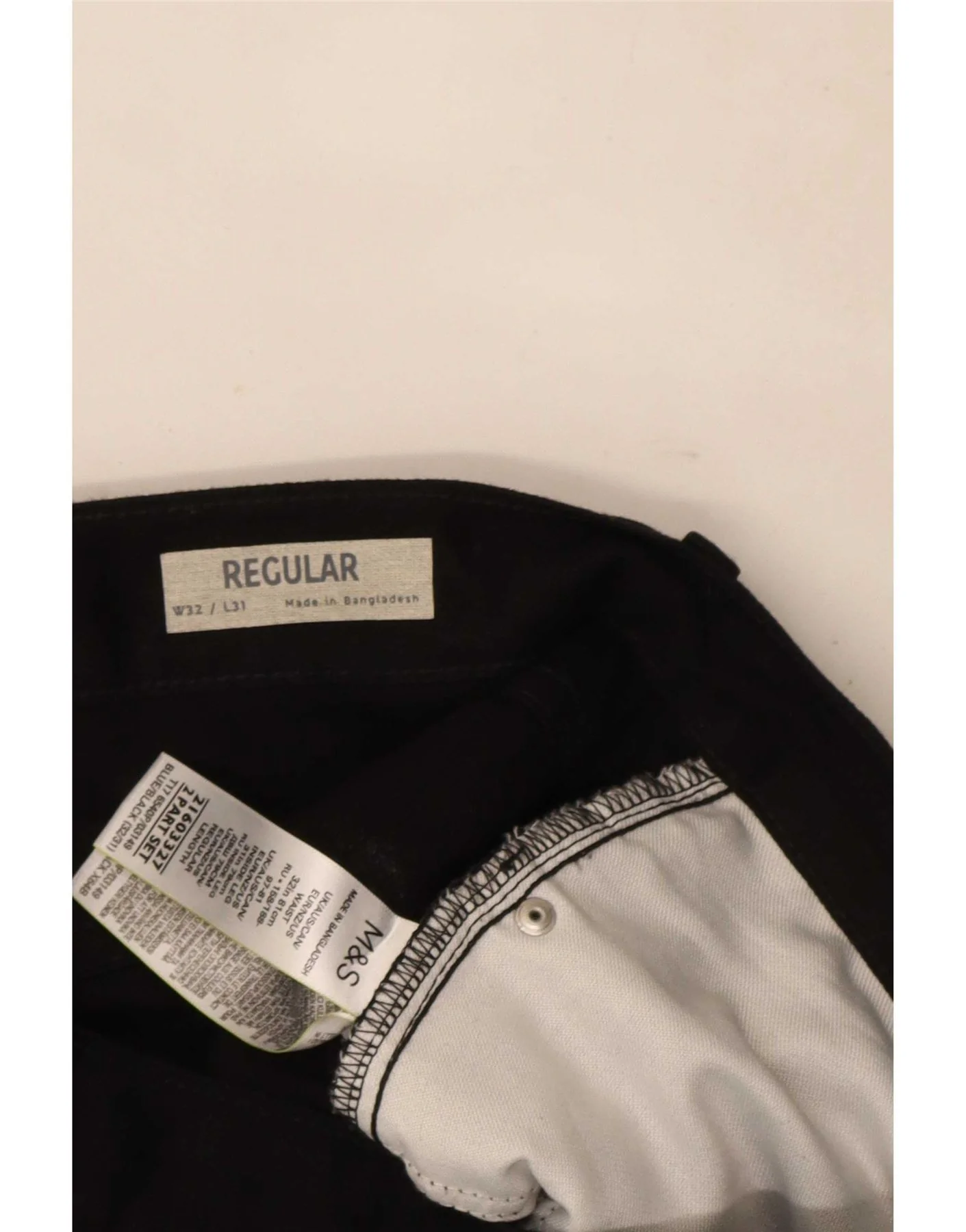 Marks & Spencer Mens Regular Fit Straight Jeans W32 L31 Black Cotton - Image 5