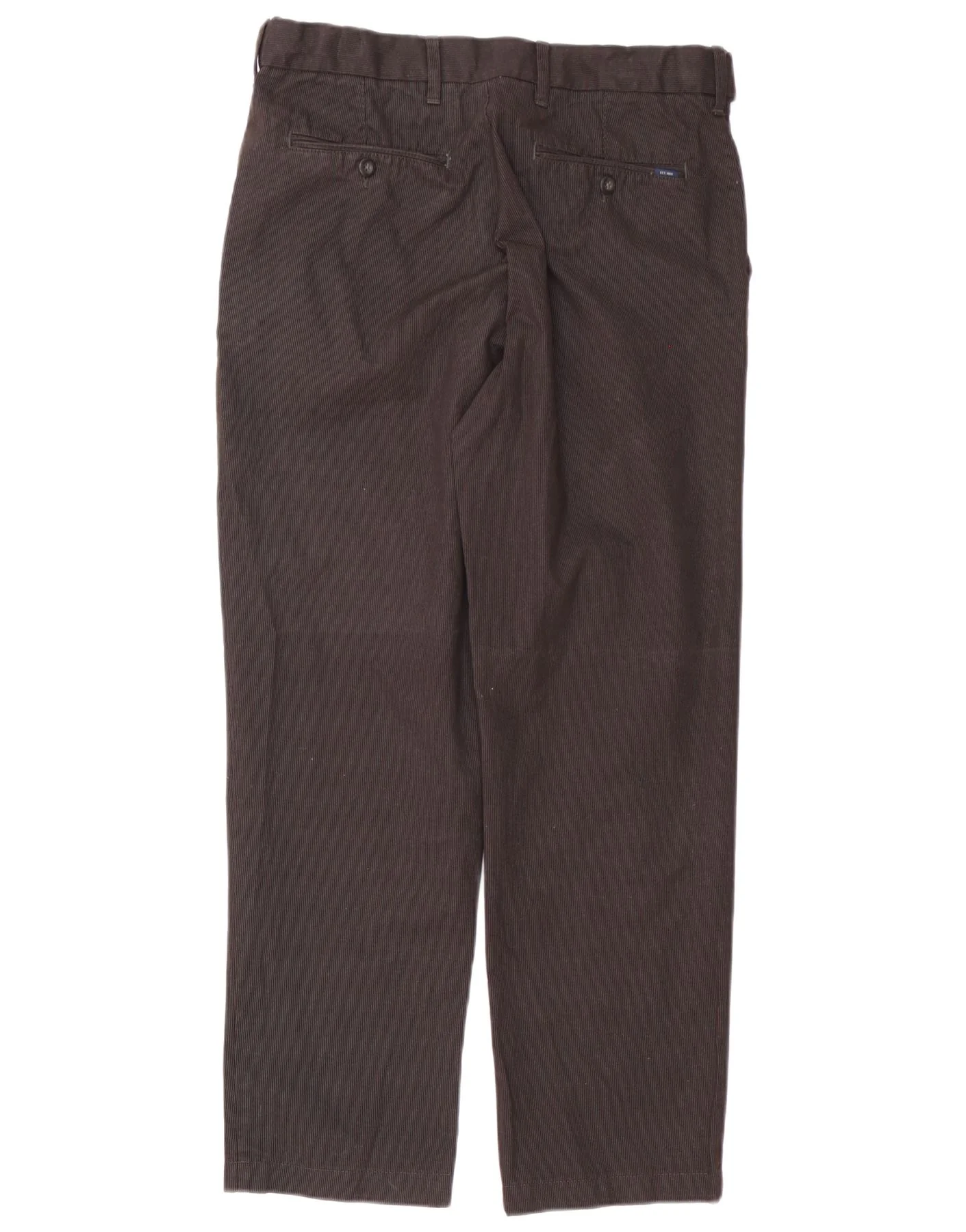 Marks & Spencer Mens Regular Suit Trousers W32 L29 Brown Pinstripe Cotton - Image 2