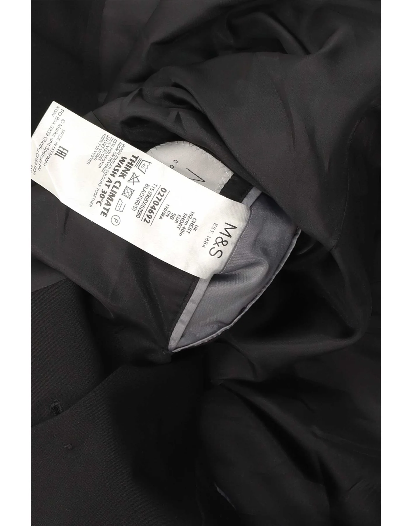 Marks & Spencer Mens Short 2 Button Blazer Jacket UK 40 Medium Black - Image 3