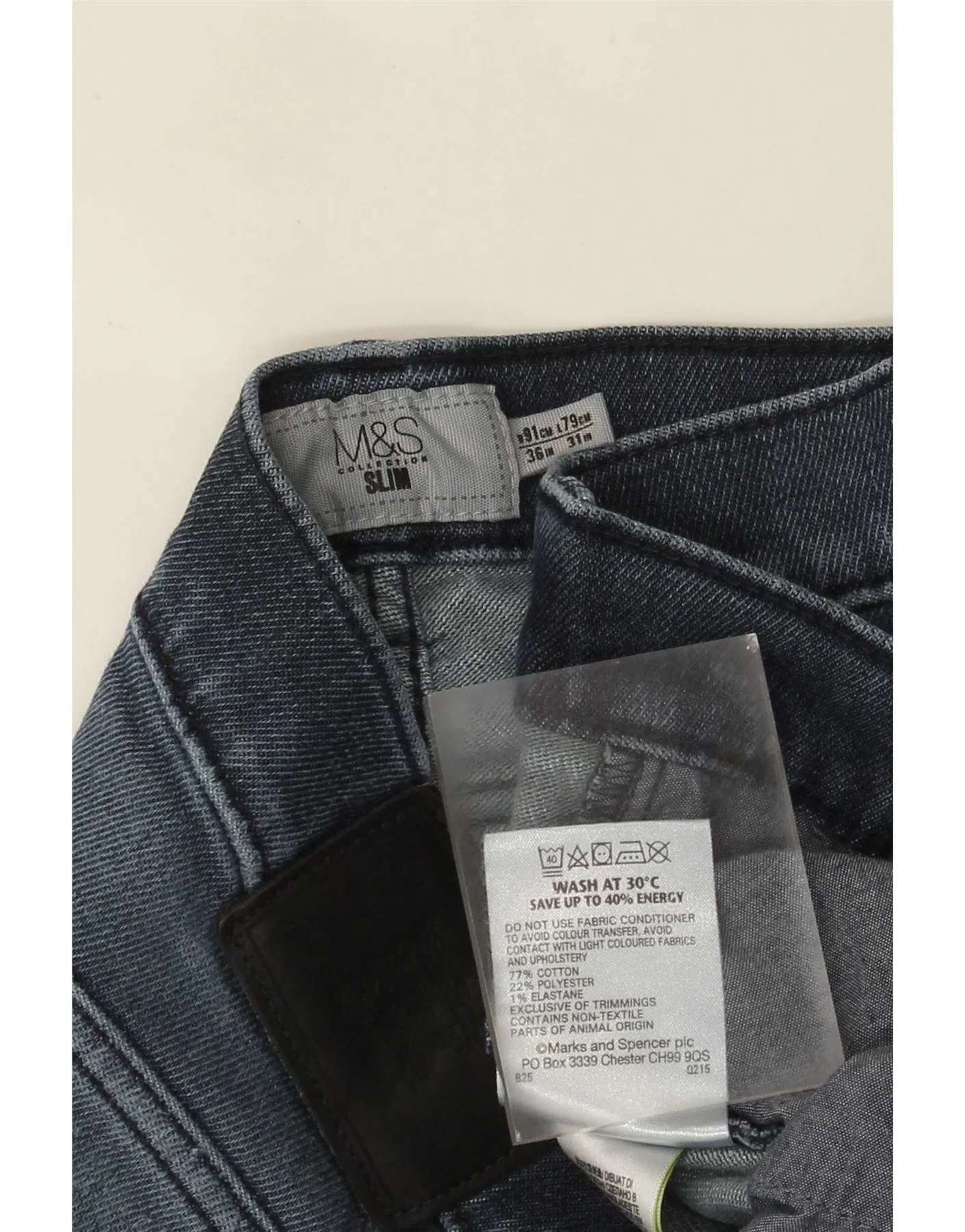 Marks & Spencer Mens Slim Jeans W36 L31 Blue Cotton - Image 4