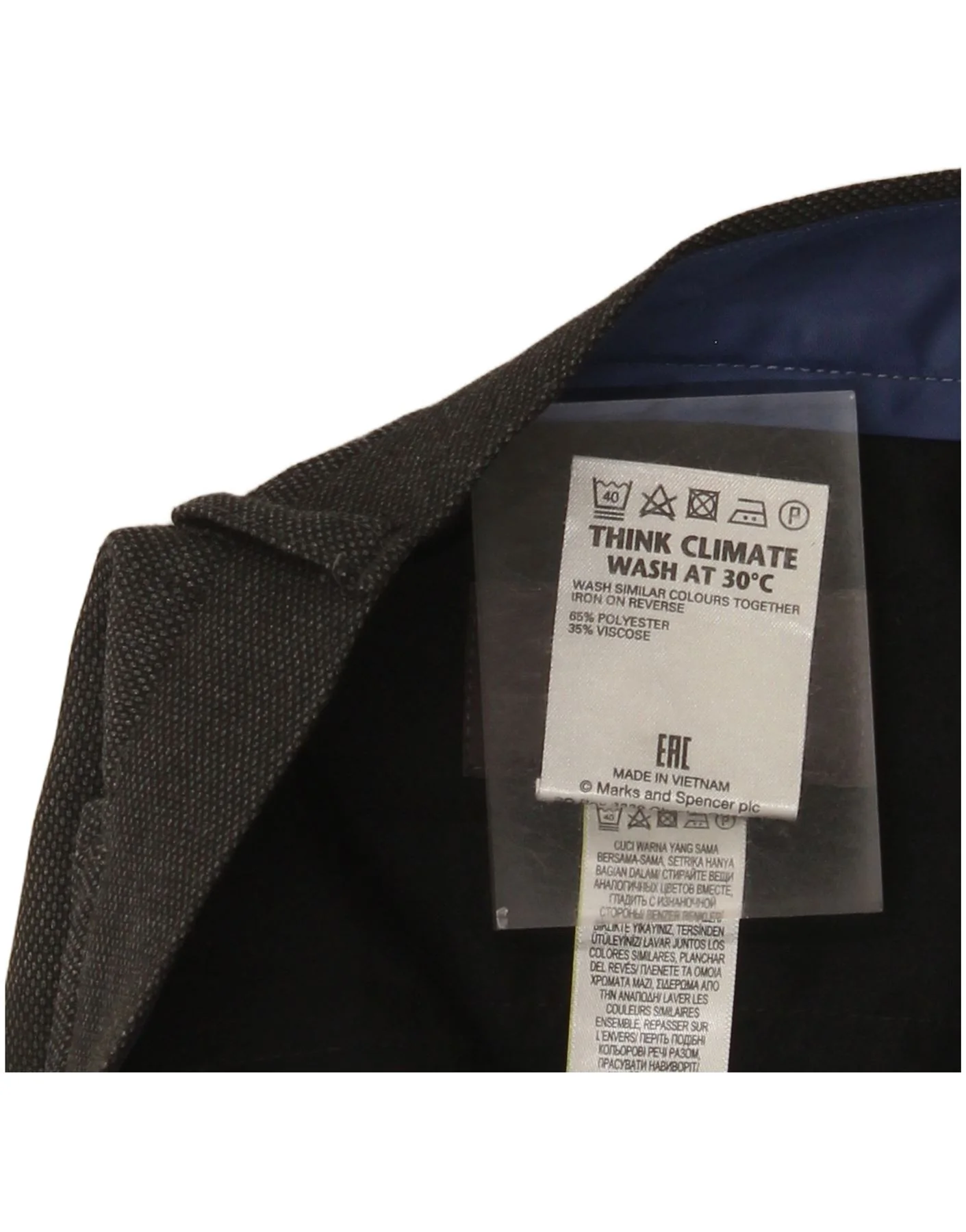 Marks & Spencer Mens Slim Suit Trousers W32 L29 Grey Polyester - Image 4