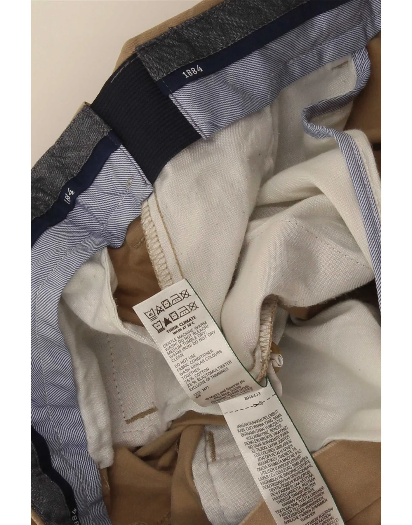 Marks & Spencer Mens Straight Chino Trousers W32 L31 Beige Cotton - Image 6
