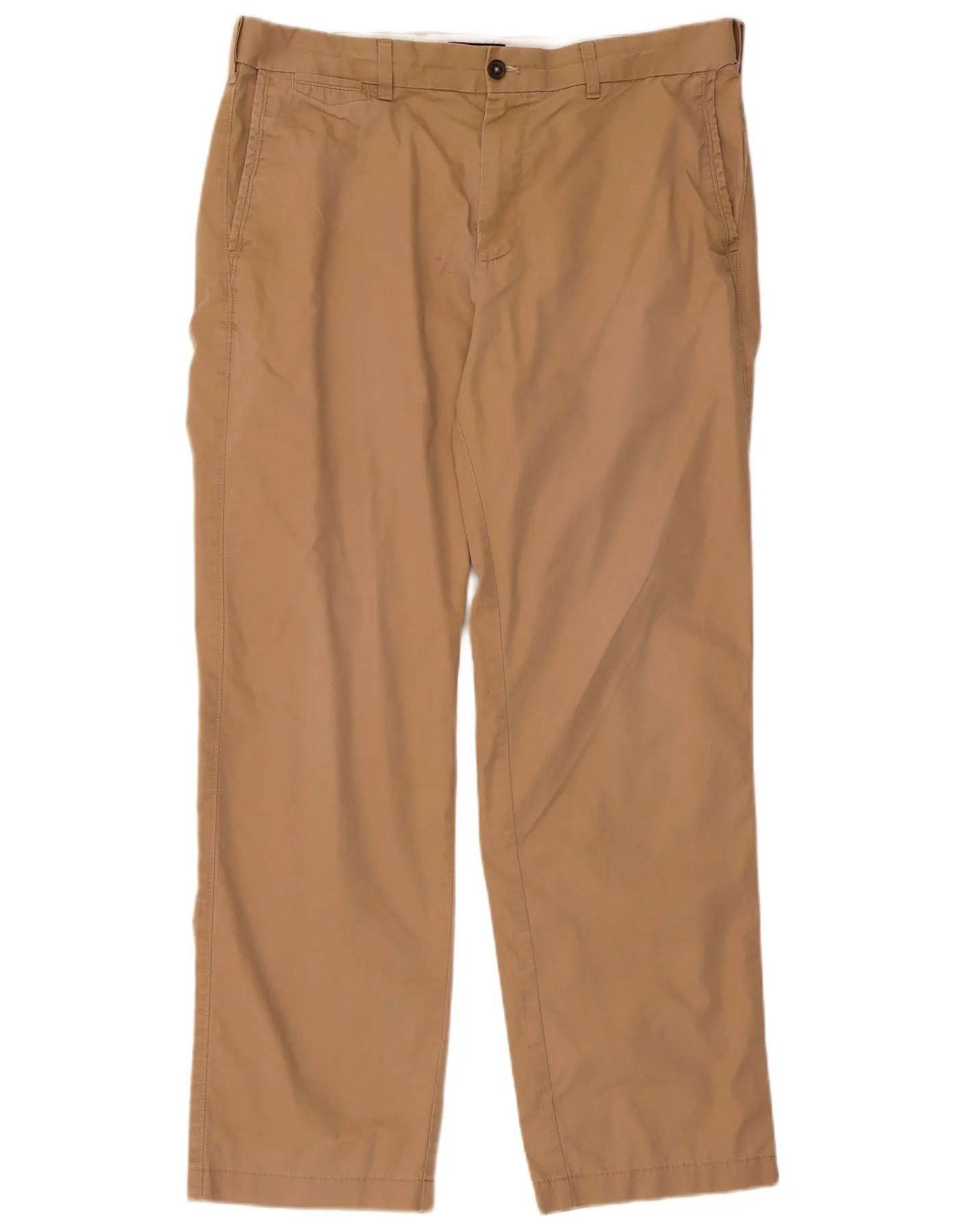 Marks & Spencer Mens Straight Chino Trousers W36 L31 Beige Cotton