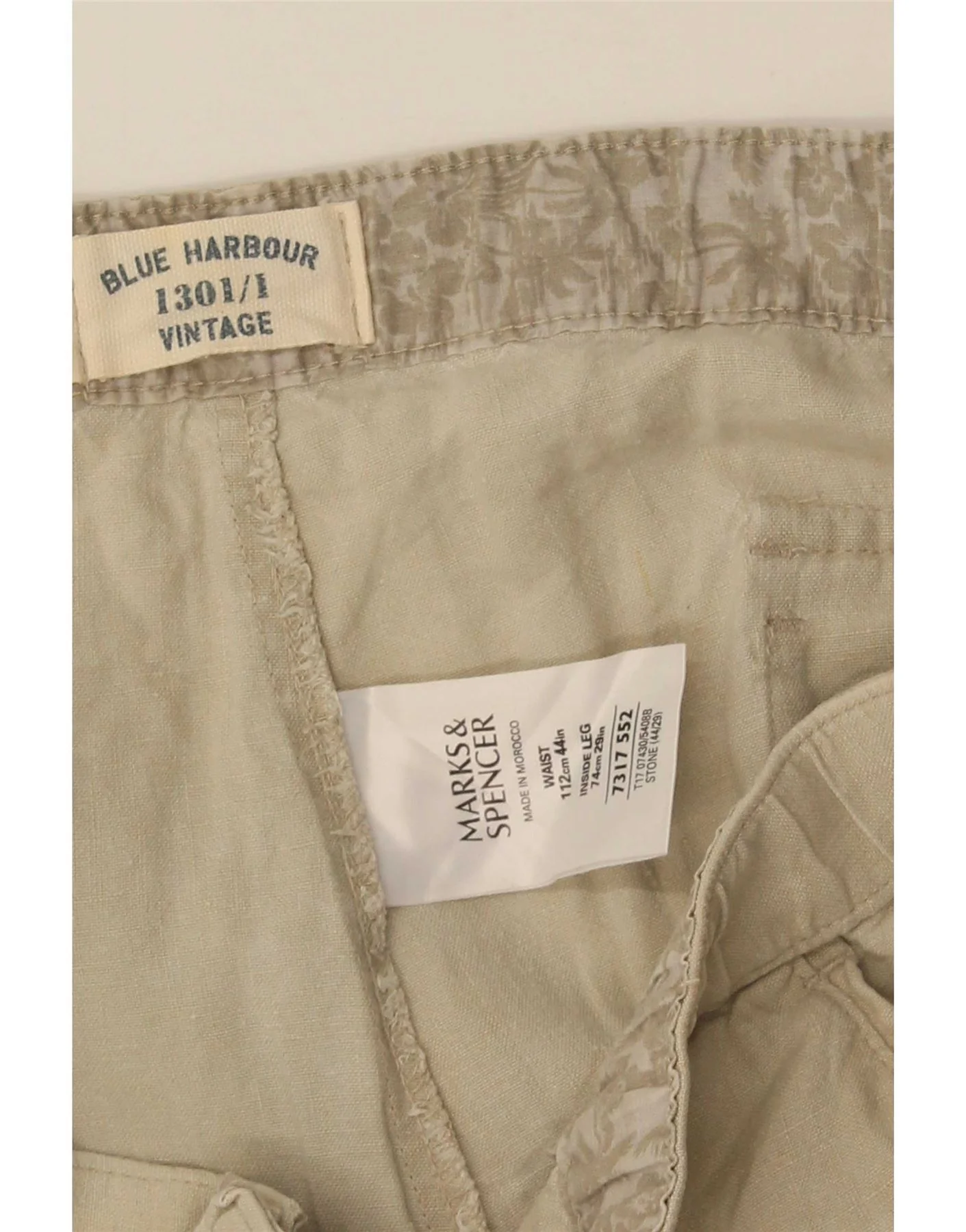 Marks & Spencer Mens Straight Chino Trousers W44 L29 Beige Linen - Image 5