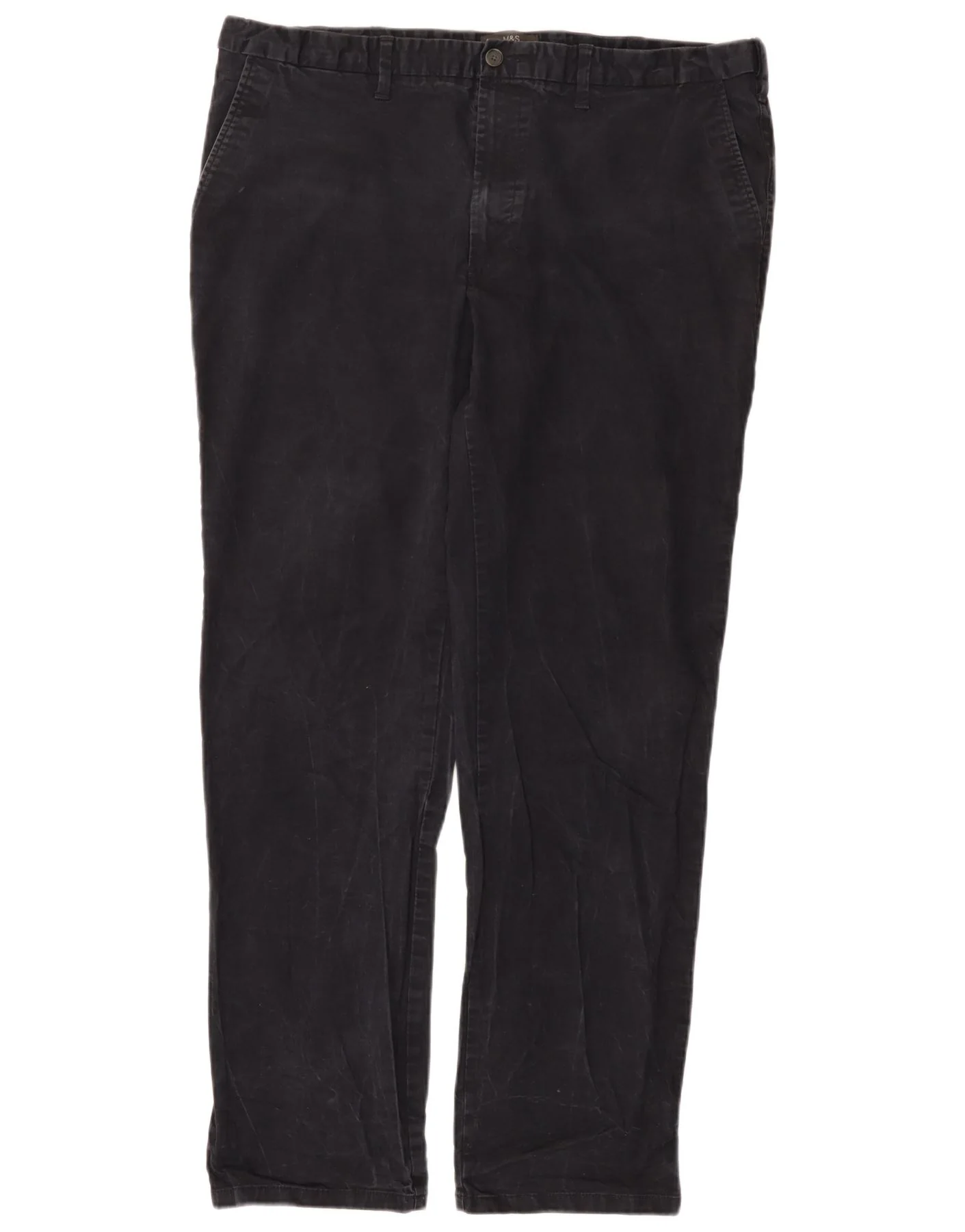 Marks & Spencer Mens Straight Regular Chino Trousers W42 L33 Navy Blue