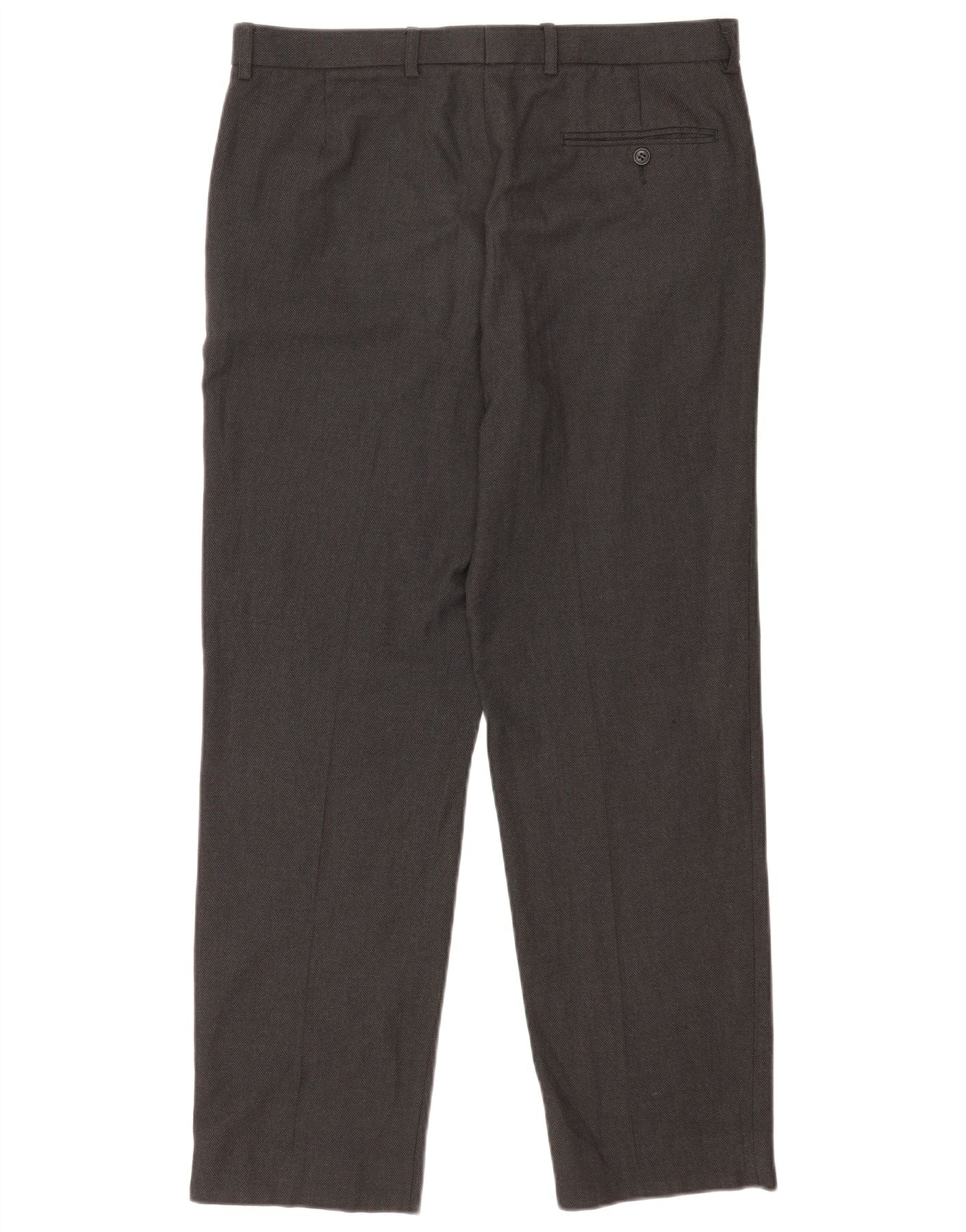 Marks & Spencer Mens Straight Suit Trousers W34 L31 Grey Polyester - Image 2