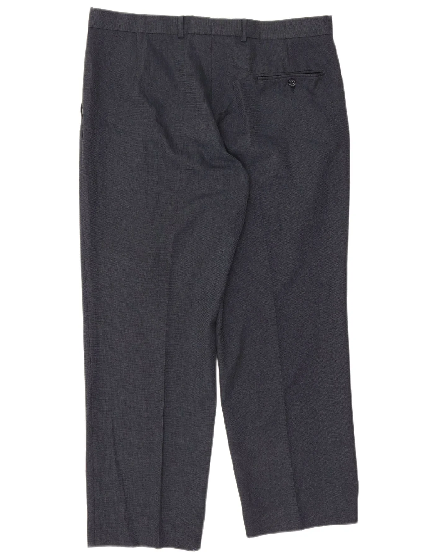 Marks & Spencer Mens Straight Suit Trousers W36 L29 Navy Blue Cotton - Image 2