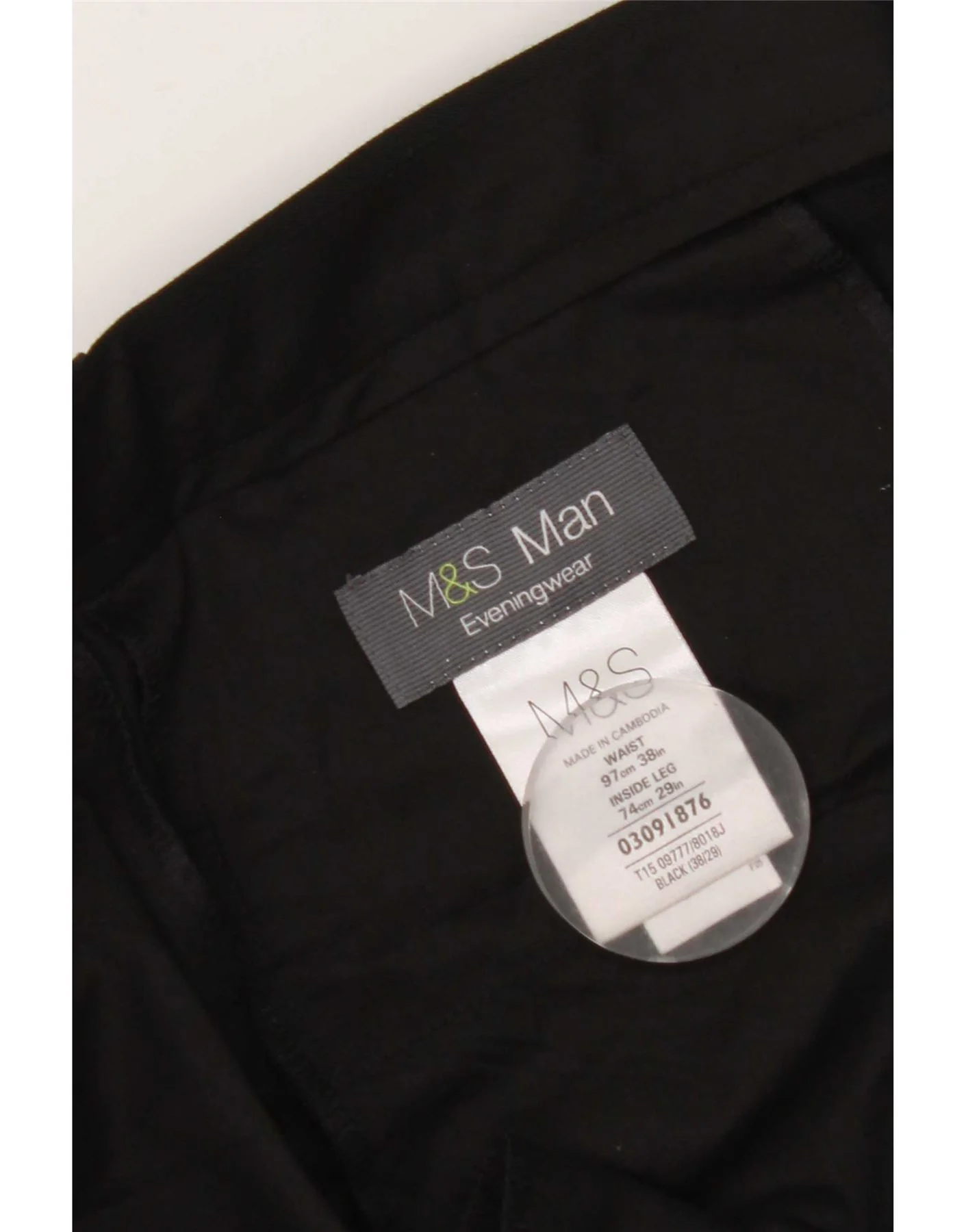 Marks & Spencer Mens Straight Suit Trousers W38 L29 Black Polyester - Image 3