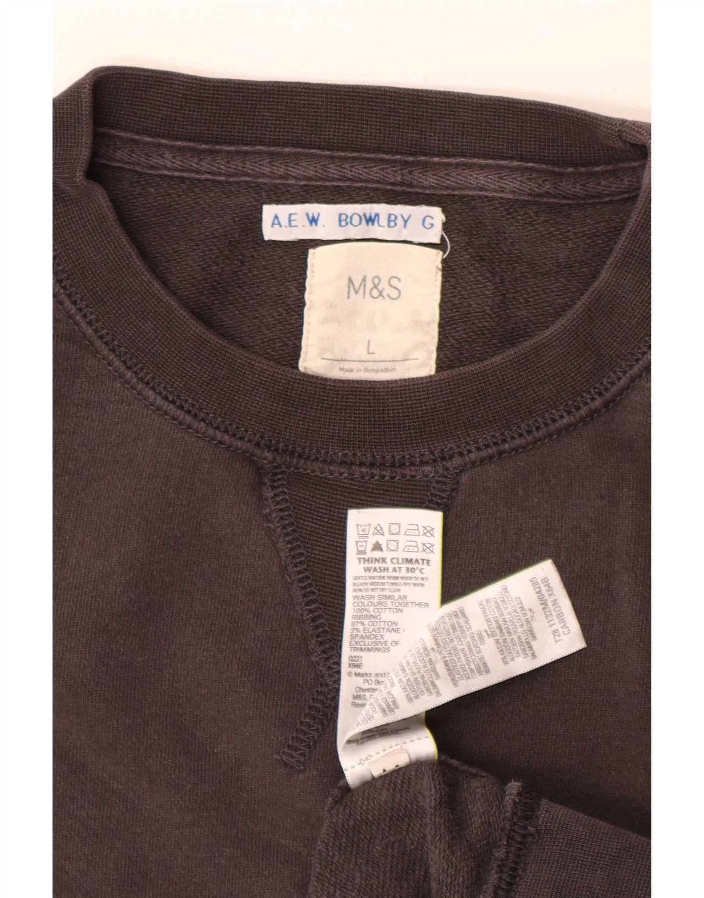 Marks & Spencer Mens Sweatshirt Jumper Large Grey Cotton - Image 4