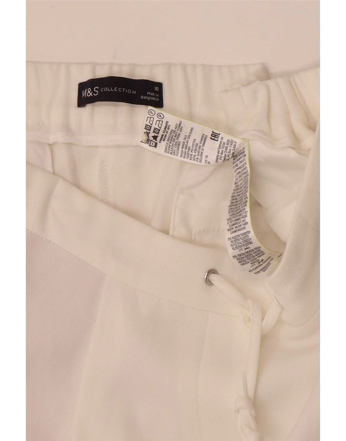 Marks & Spencer Mens Tapered Chino Trousers UK 10 Small W26 L25 White - Image 3