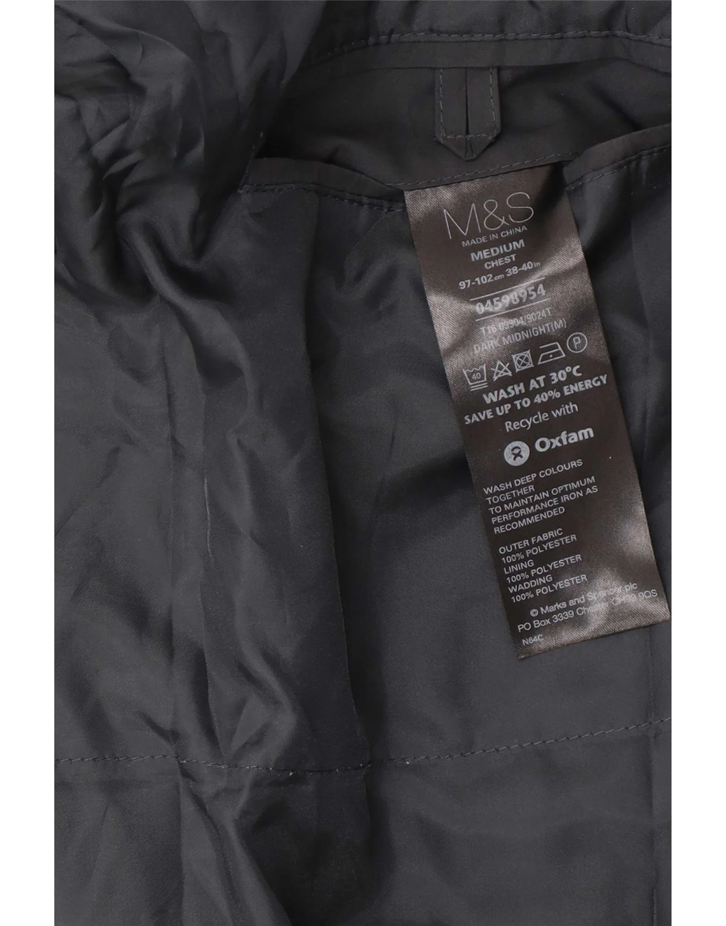Marks & Spencer Mens Trench Coat UK 38/40 Medium Black Polyester - Image 3