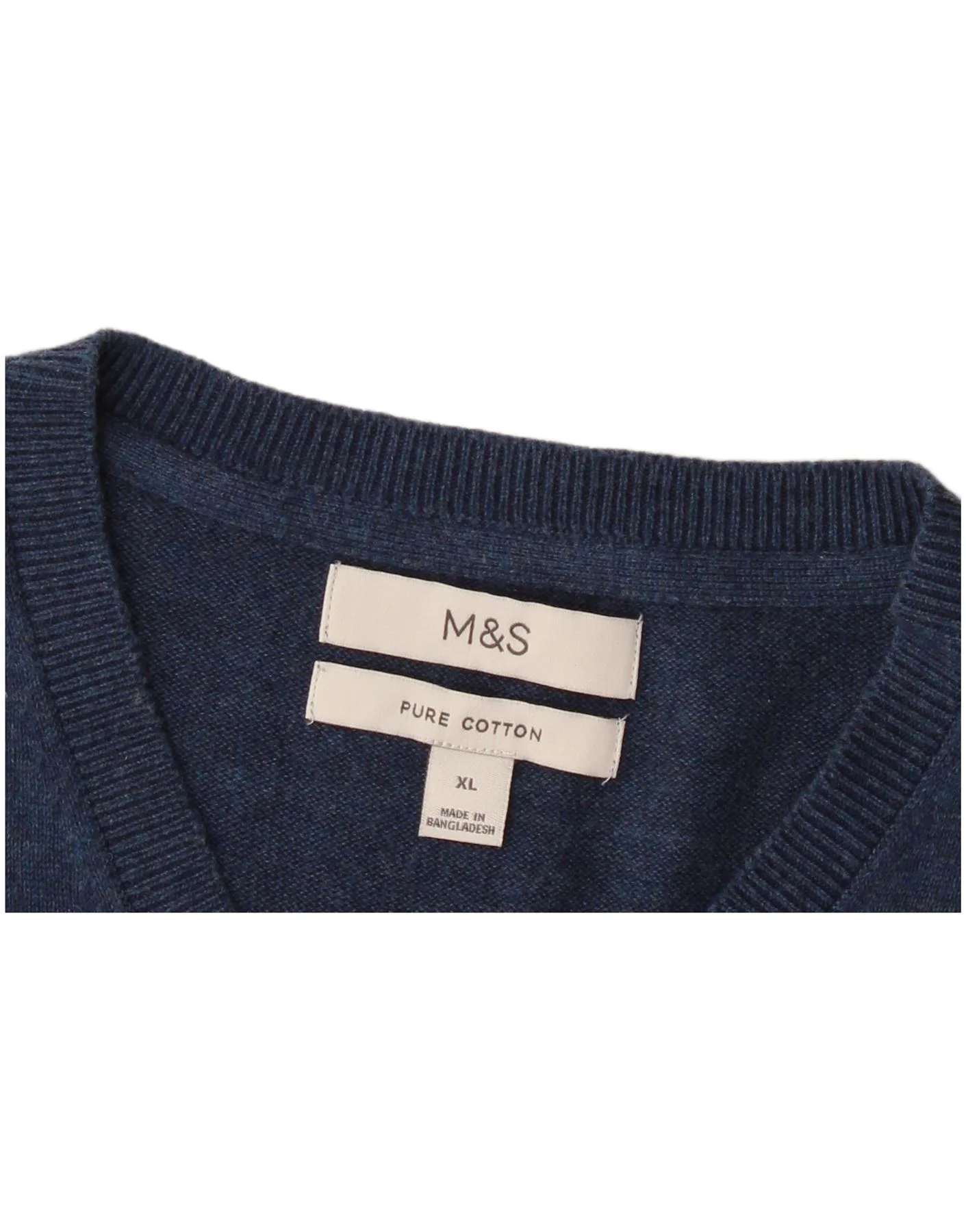 Marks & Spencer Mens Vest Tank Top XL Navy Blue Cotton - Image 3
