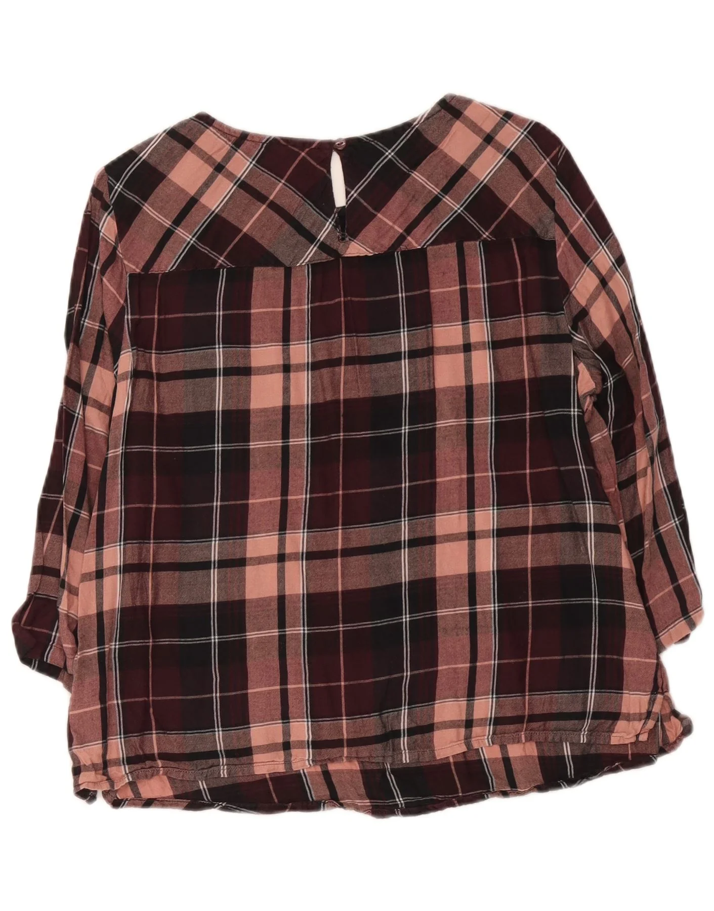 Marks & Spencer Womens 3/4 Sleeve Blouse Top UK 16 Large Purple Plaid - Image 2