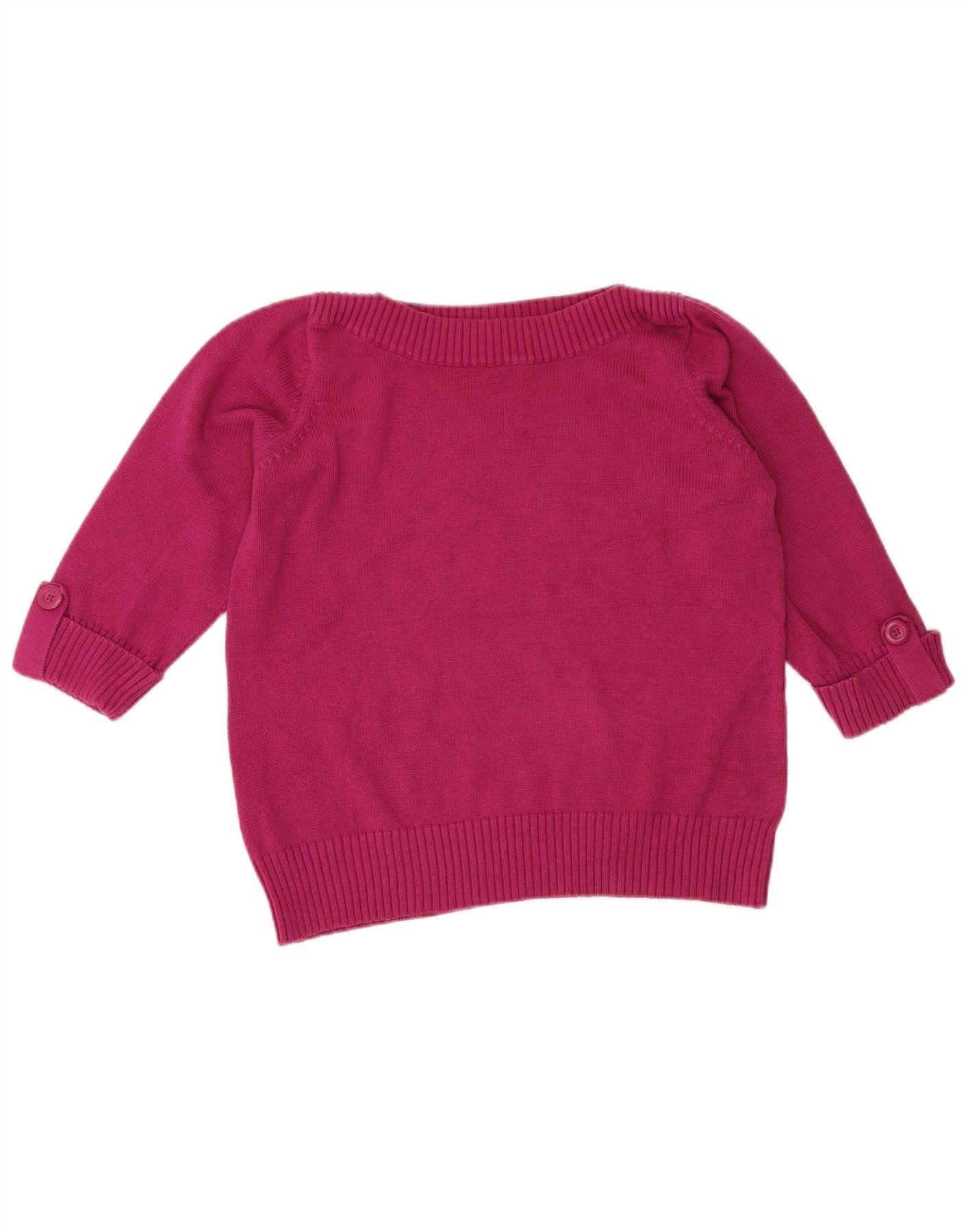 Marks & Spencer Womens 3/4 Sleeve Boat Neck Jumper Sweater UK 18 XL Maroon
