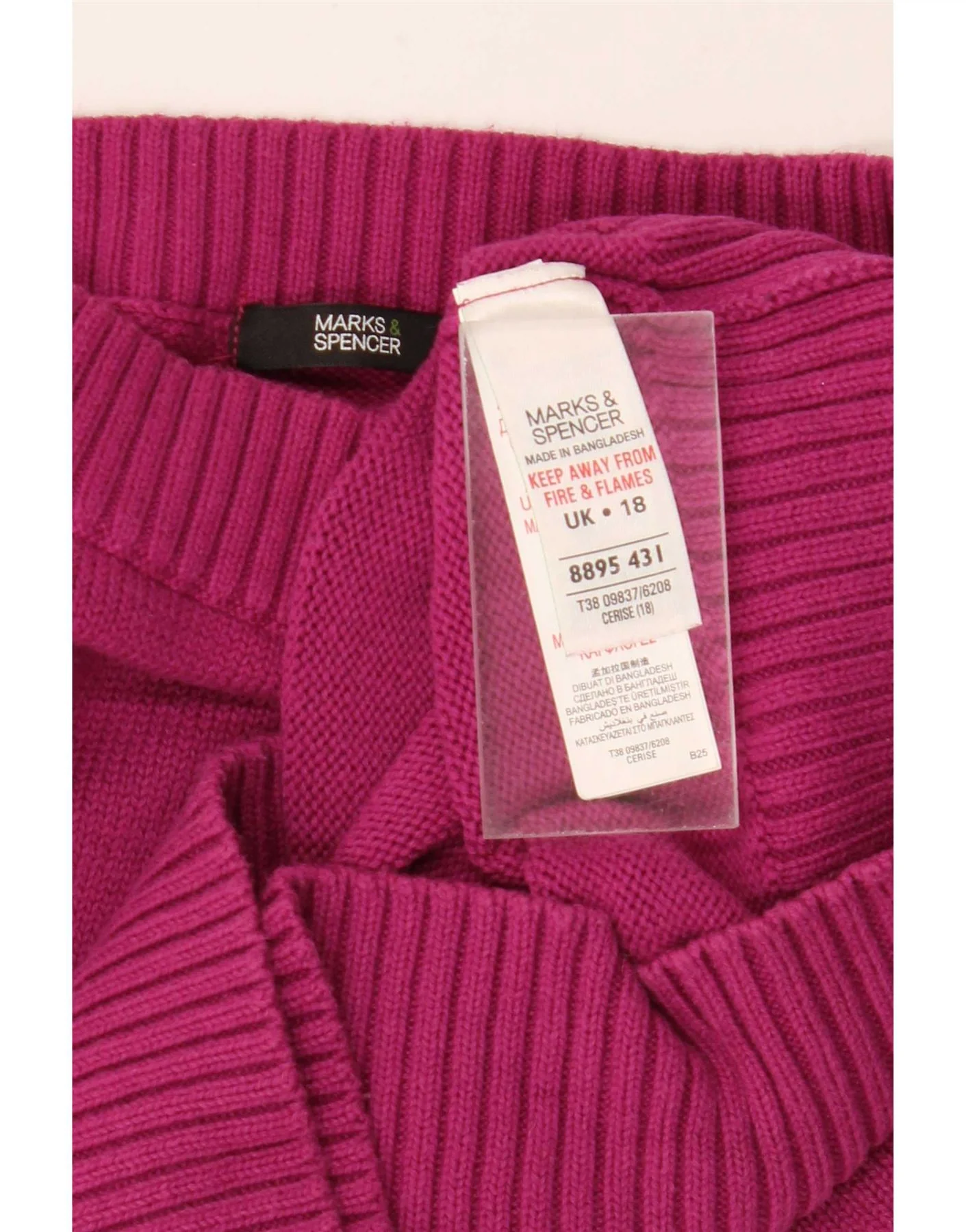 Marks & Spencer Womens 3/4 Sleeve Boat Neck Jumper Sweater UK 18 XL Maroon - Image 3