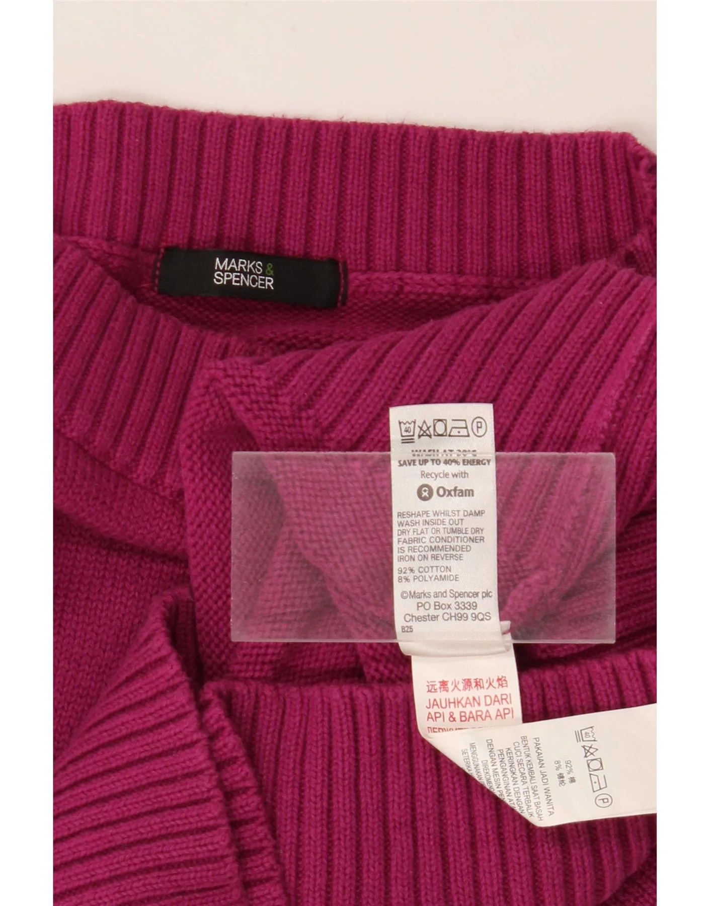 Marks & Spencer Womens 3/4 Sleeve Boat Neck Jumper Sweater UK 18 XL Maroon - Image 4