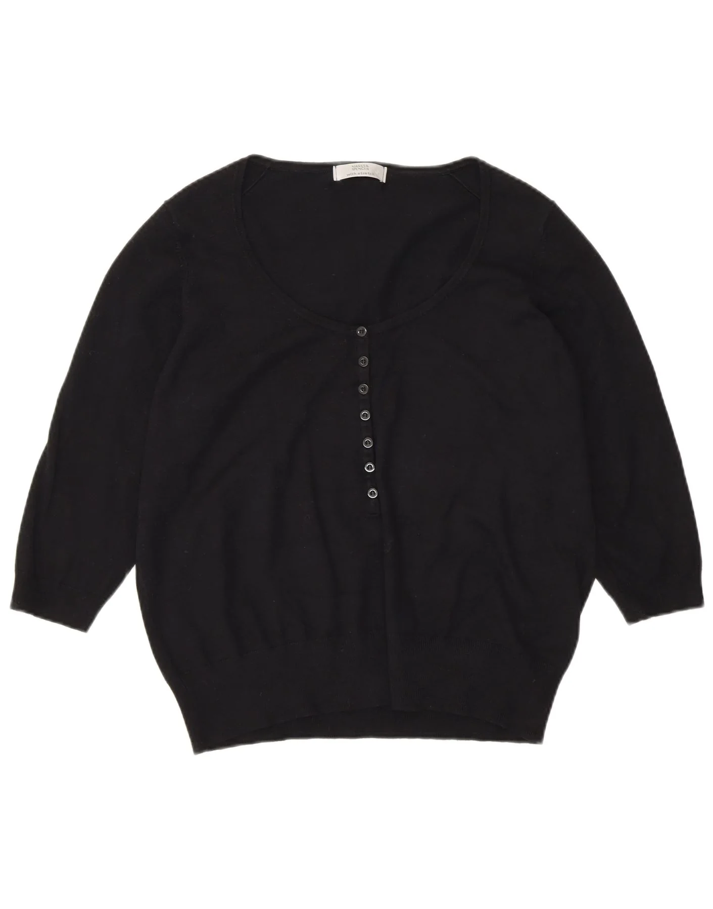 Marks & Spencer Womens 3/4 Sleeve Bolero Jumper UK 20 2XL Black Viscose