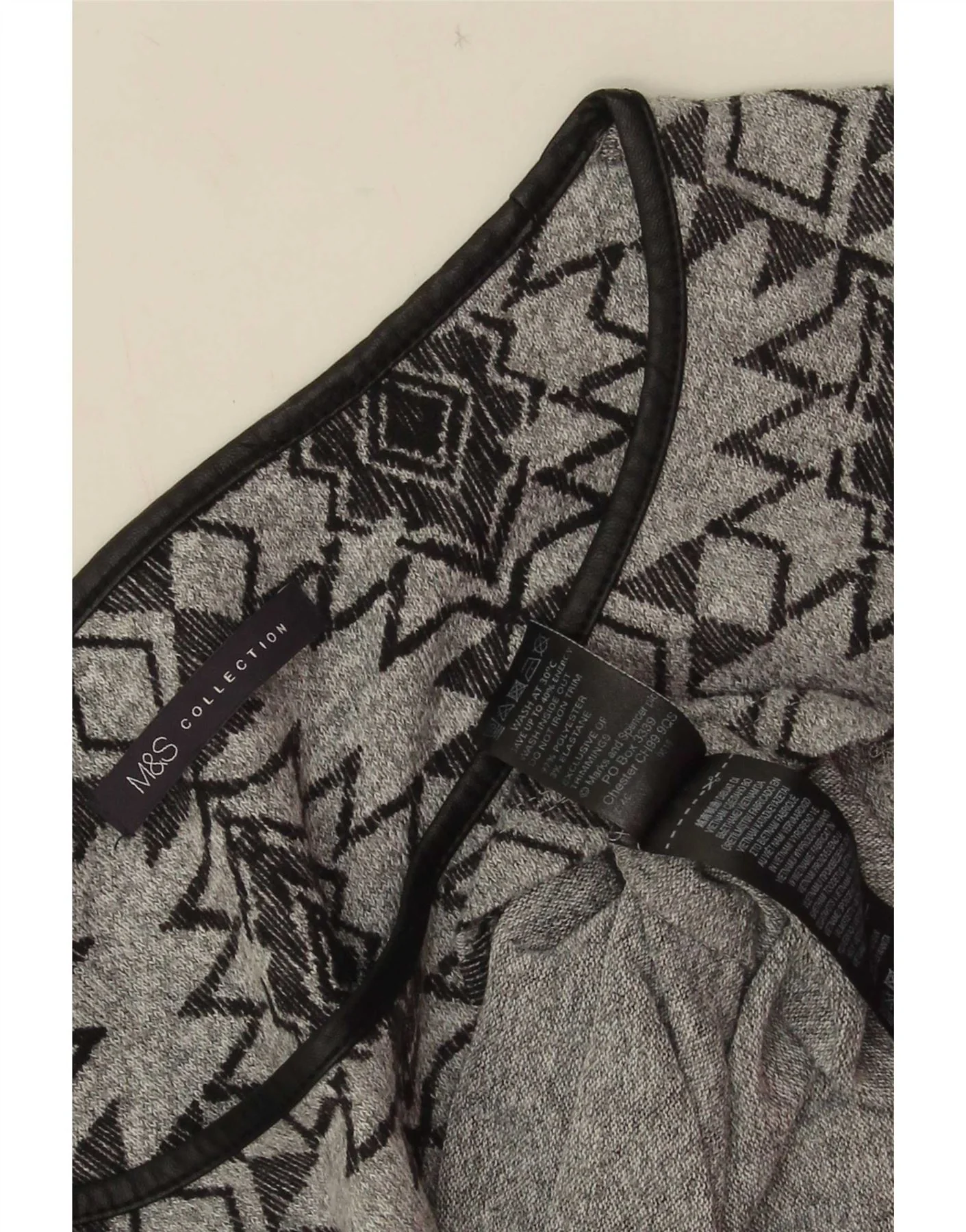 Marks & Spencer Womens 3/4 Sleeve Tunic Dress UK 12 Medium Grey Geometric - Image 3